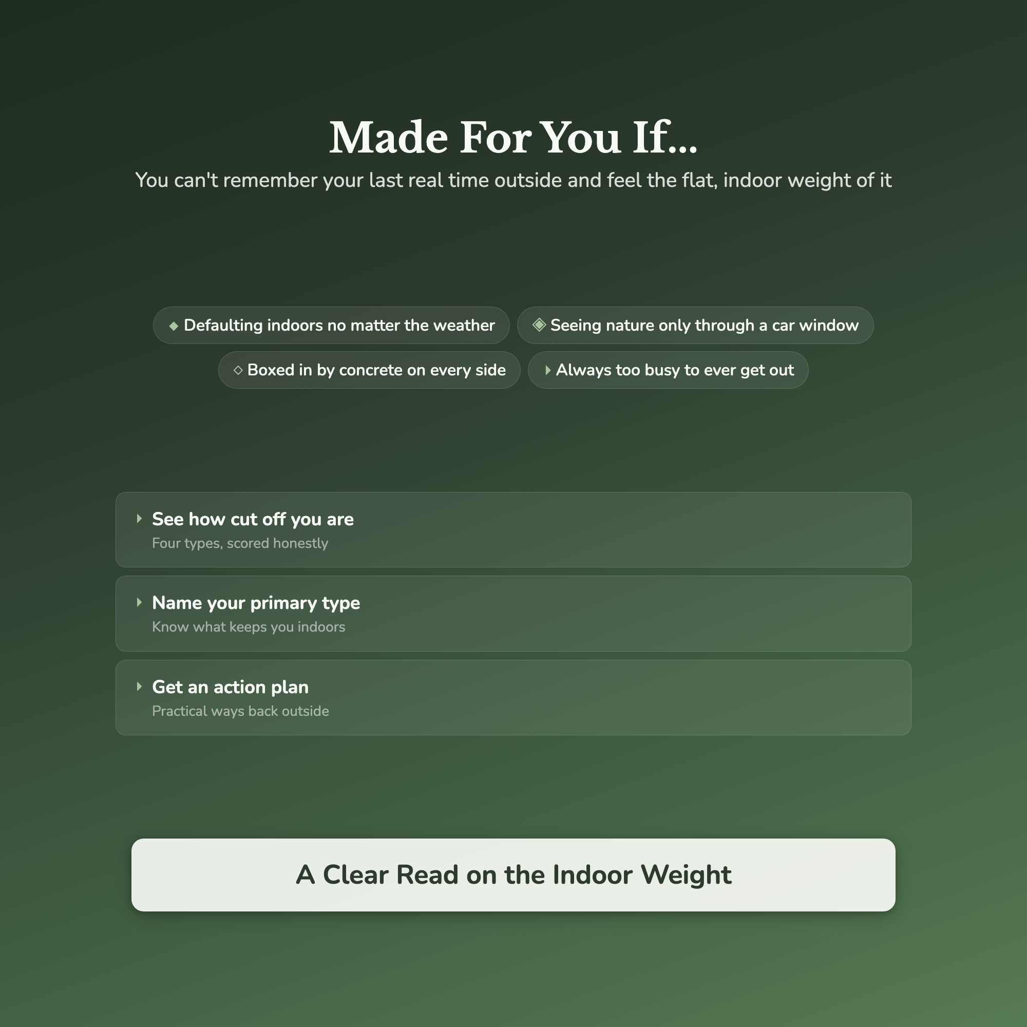 Nature Deficit Quiz & Workbook – How Cut Off Are You? – Interactive Self-Assessment