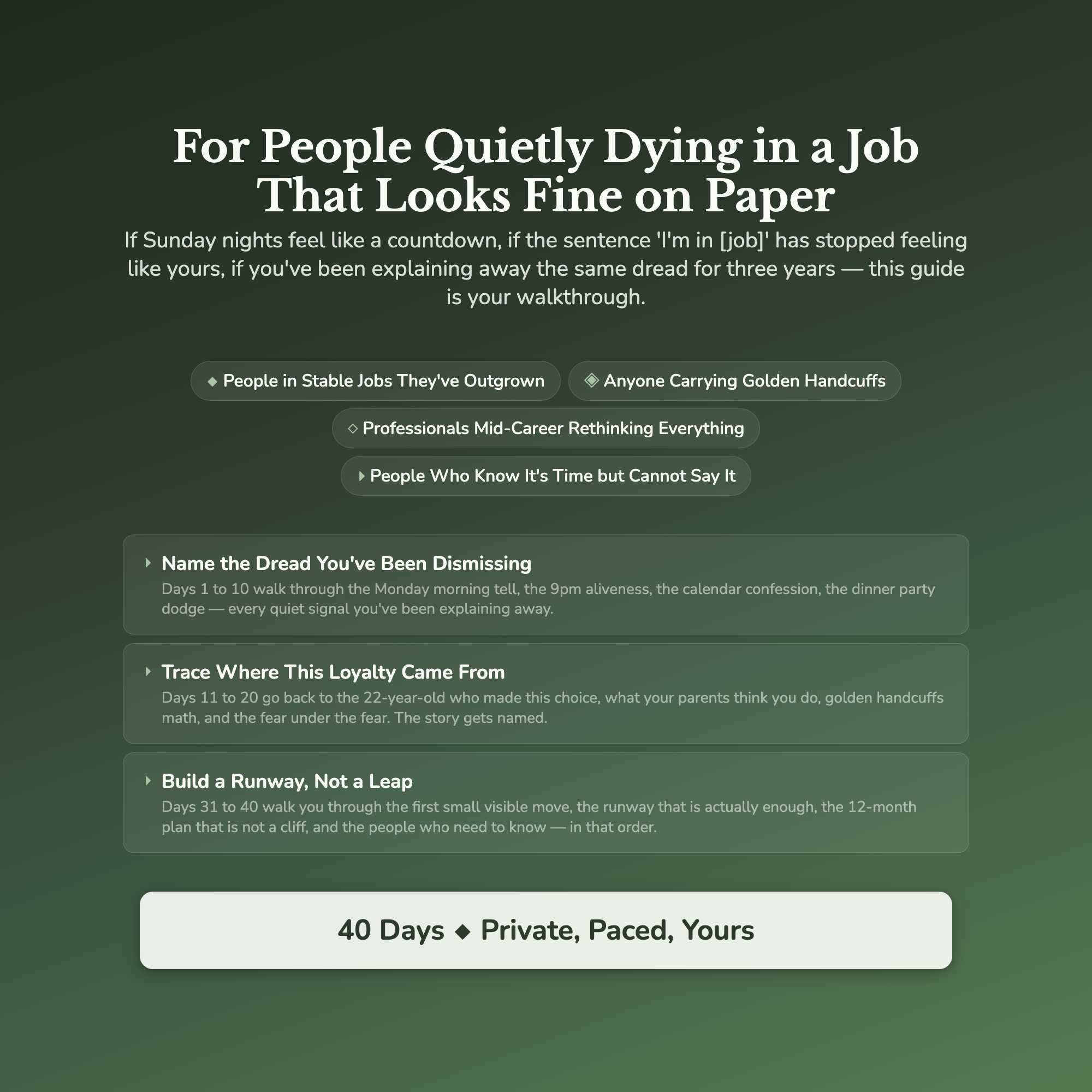 Career Change Workbook & 40-Day Guide — who this workbook is for