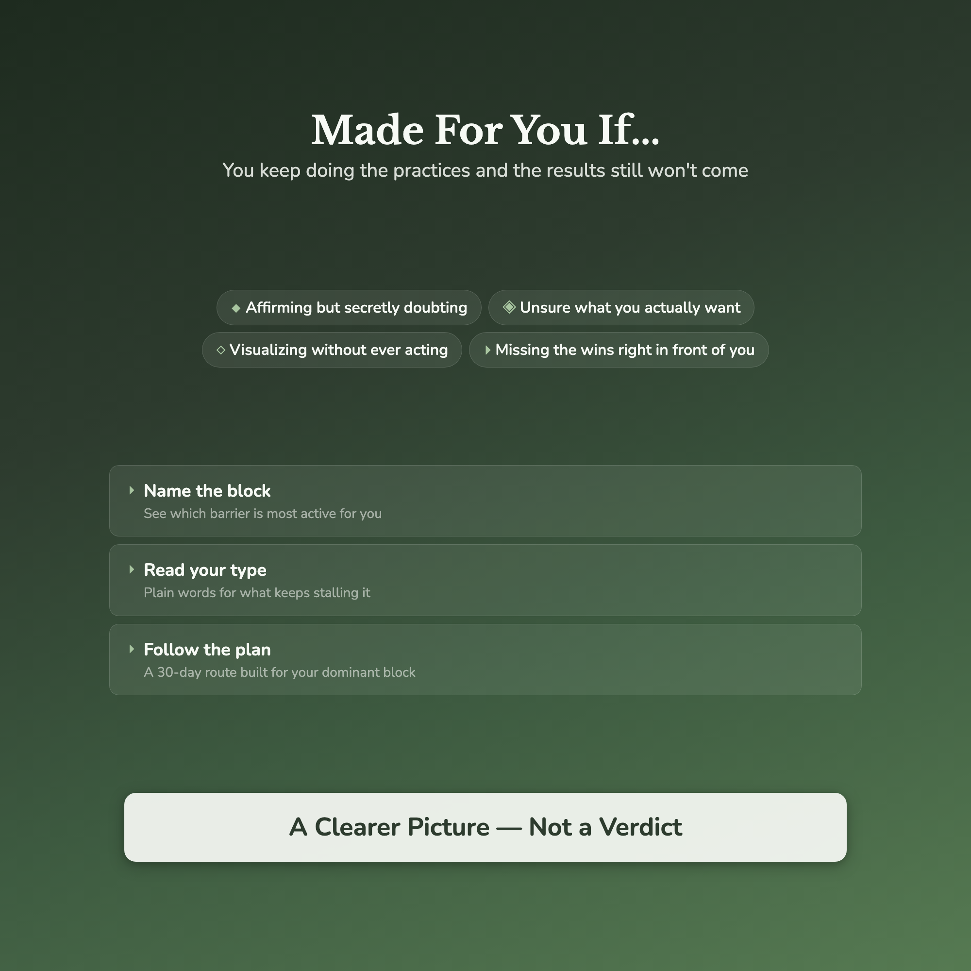 Manifesting Block Quiz & Workbook – Why It Isn't Working – Interactive Self-Assessment