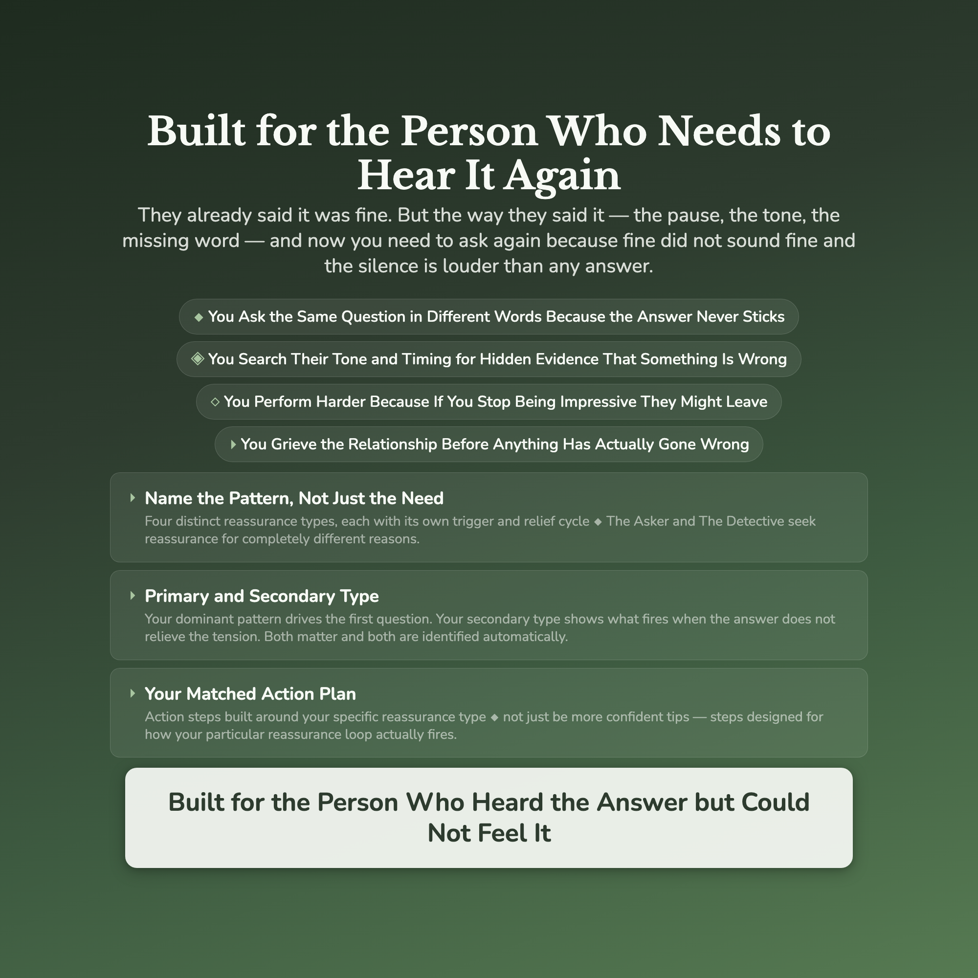 Reassurance Seeking Profile — who this workbook is for