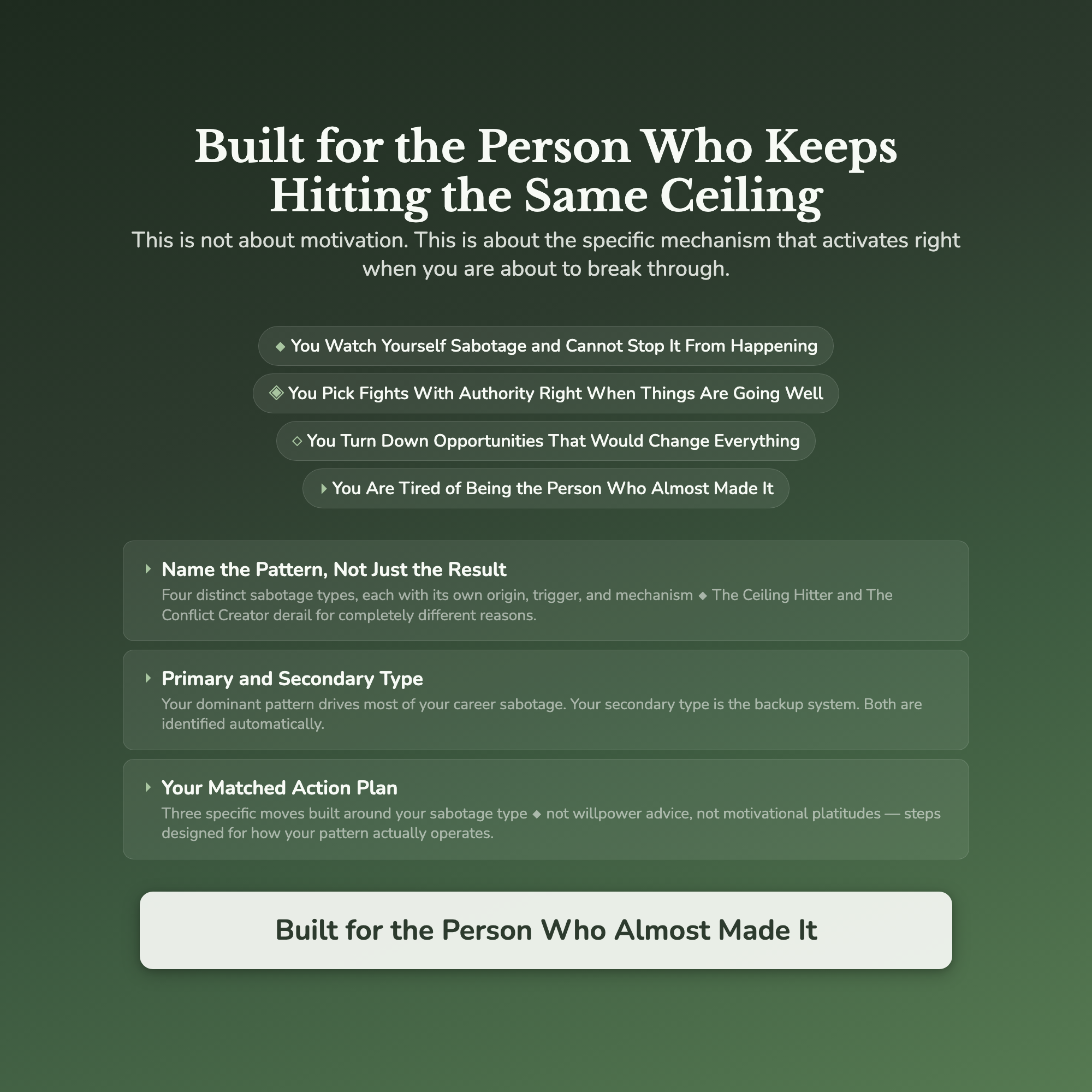 Career Self-Sabotage Profile — who this workbook is for