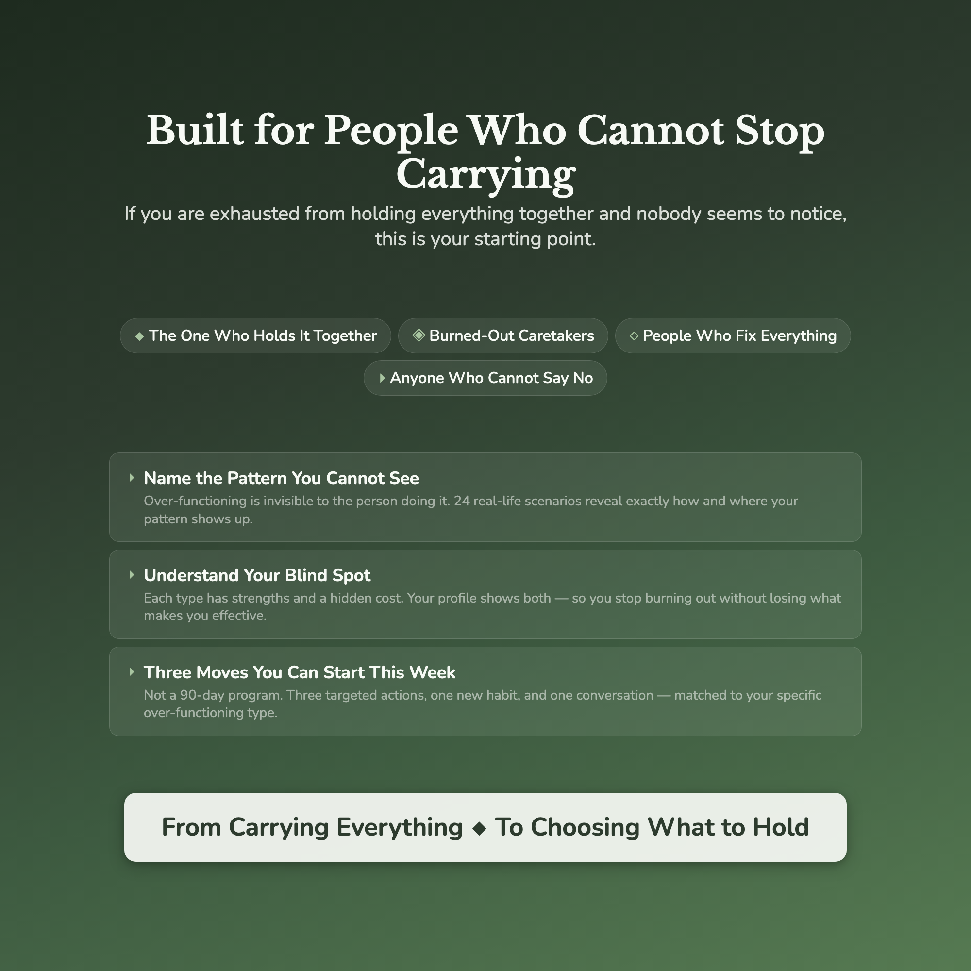 Over-Functioning Profile — who this workbook is for