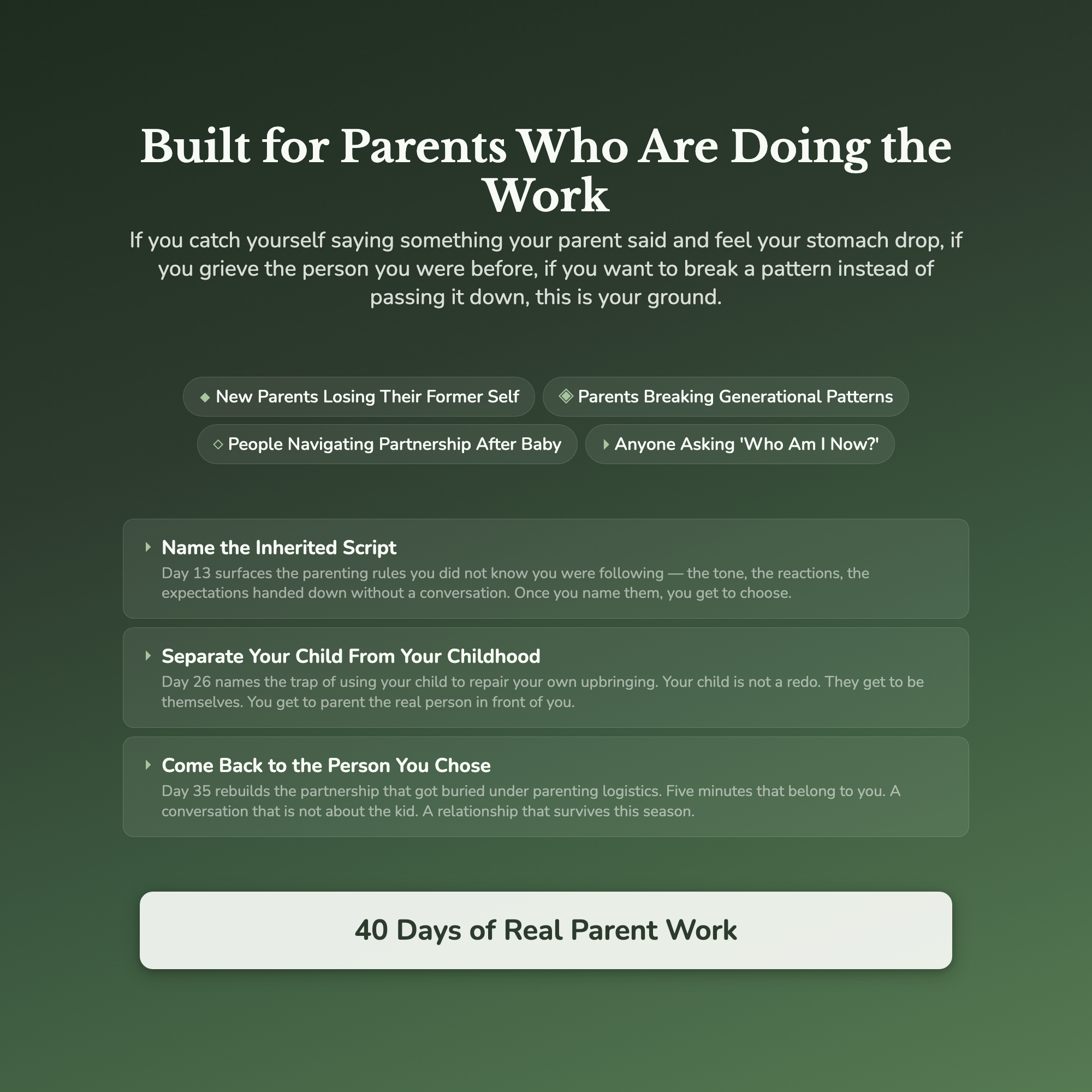 Parenting Workbook & 40-Day Guide — who this workbook is for