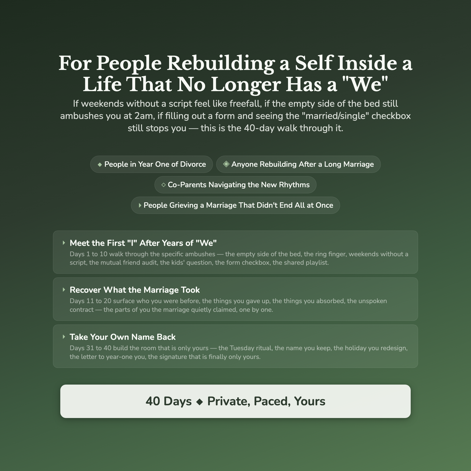 Divorce Workbook & 40-Day Guide — who this workbook is for