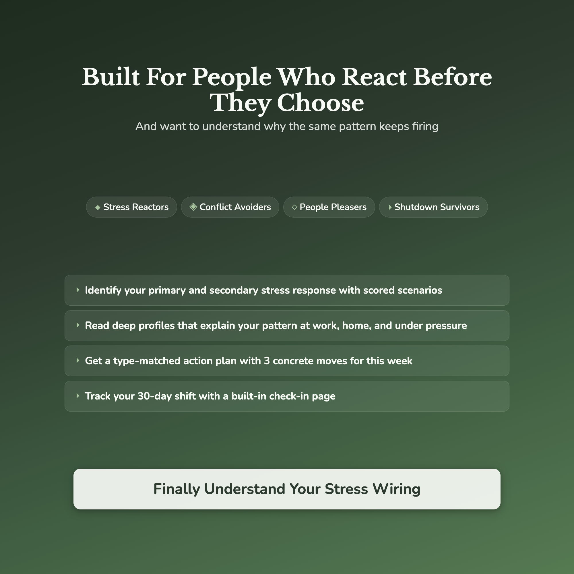 Stress Response Profile — who this workbook is for