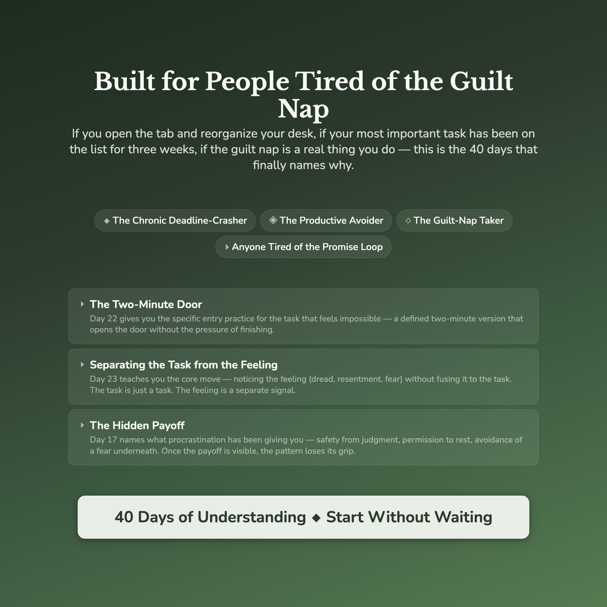 Procrastination Workbook & 40-Day Guide — who this workbook is for