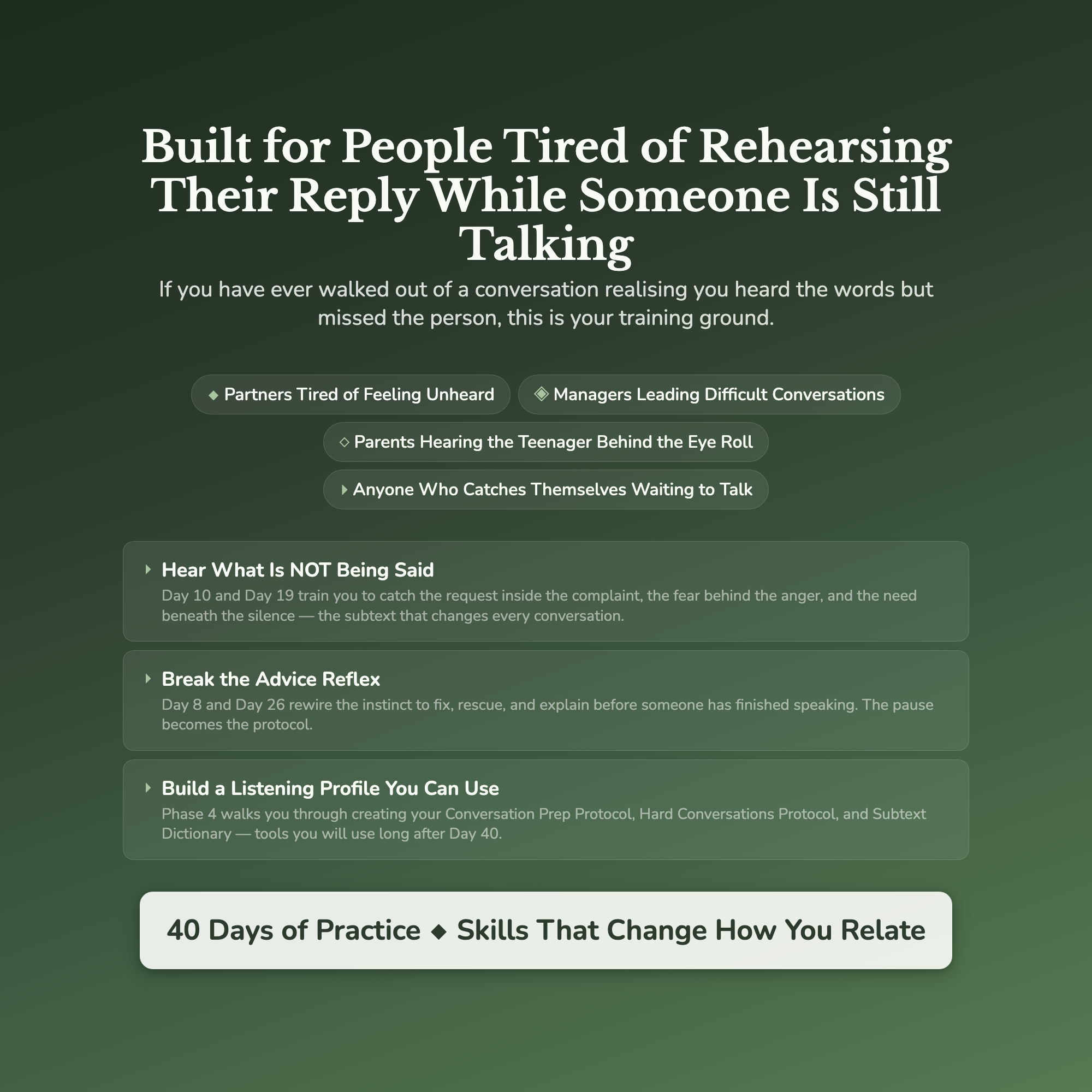 Active Listening Workbook & 40-Day Training — who this workbook is for