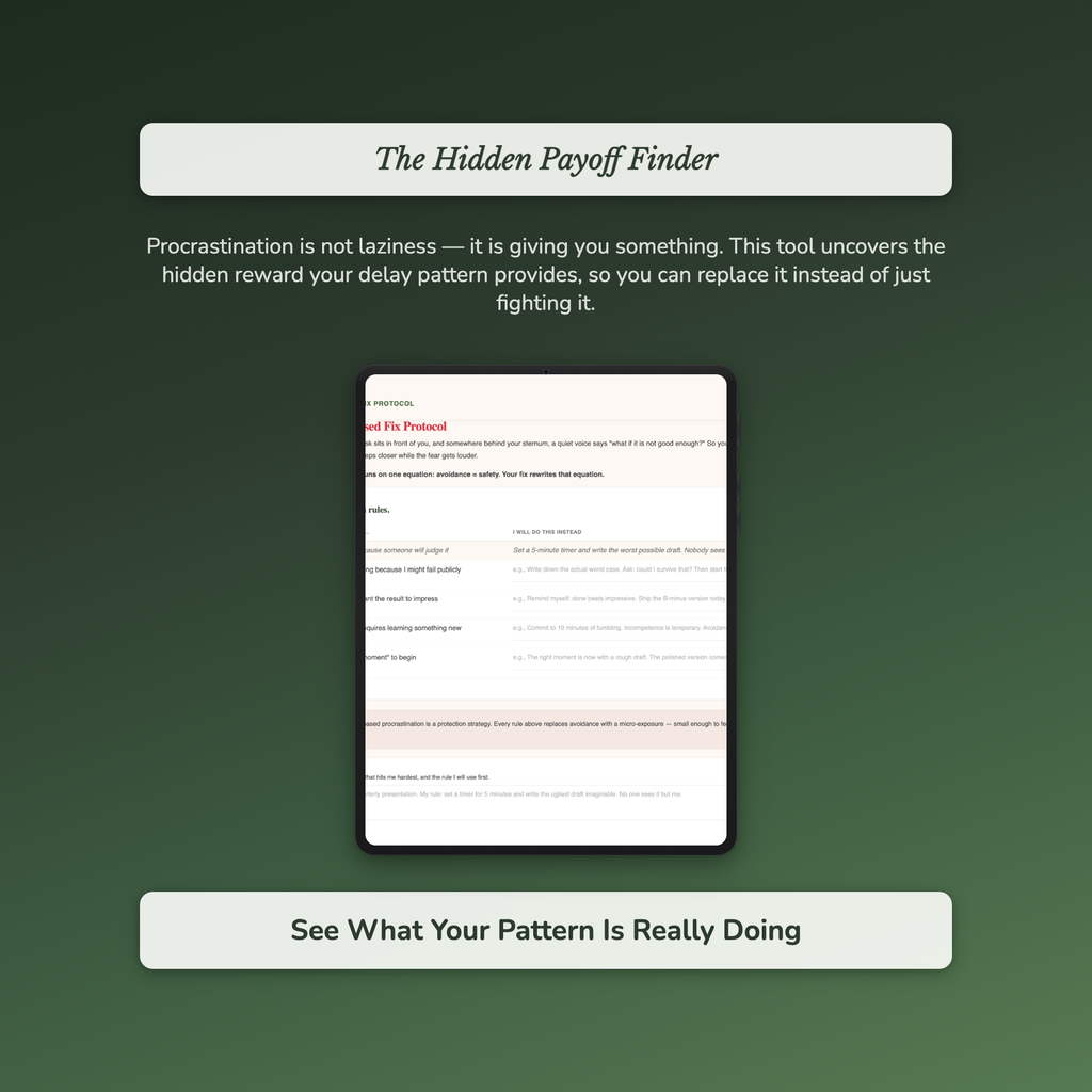Procrastination Workbook — sample interactive page