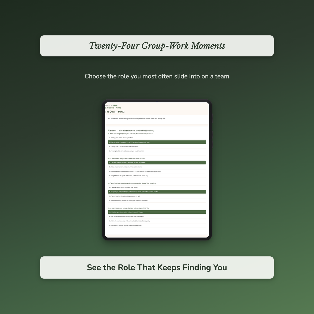 Team Player Quiz & Workbook – Same Role Keeps Finding You – Interactive Self-Assessment