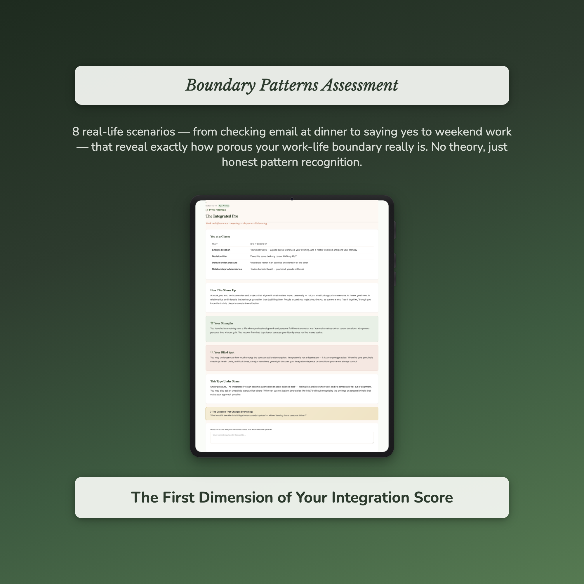 Work-Life Balance Profile — sample interactive page