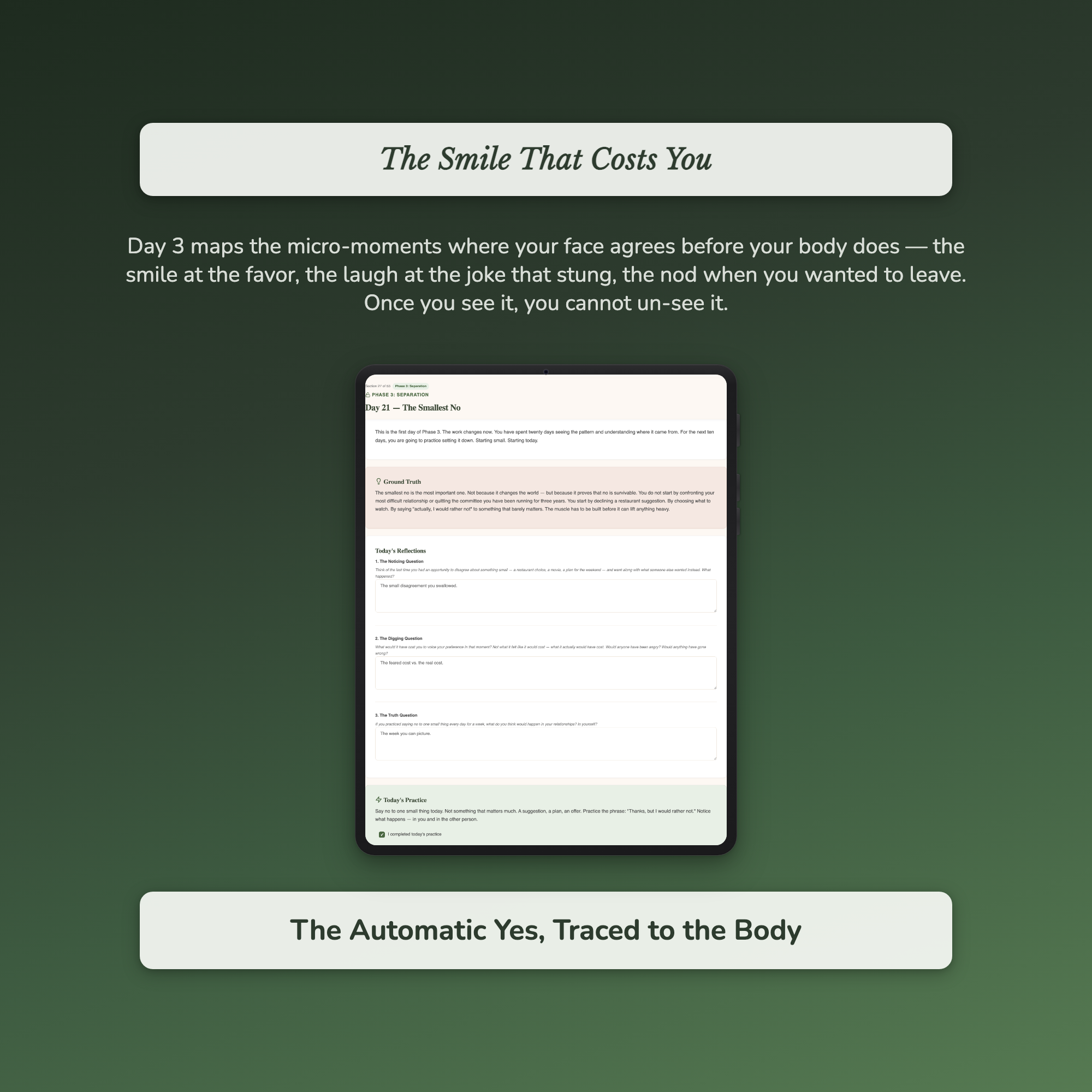 People Pleasing Workbook & 40-Day Guide — sample interactive page