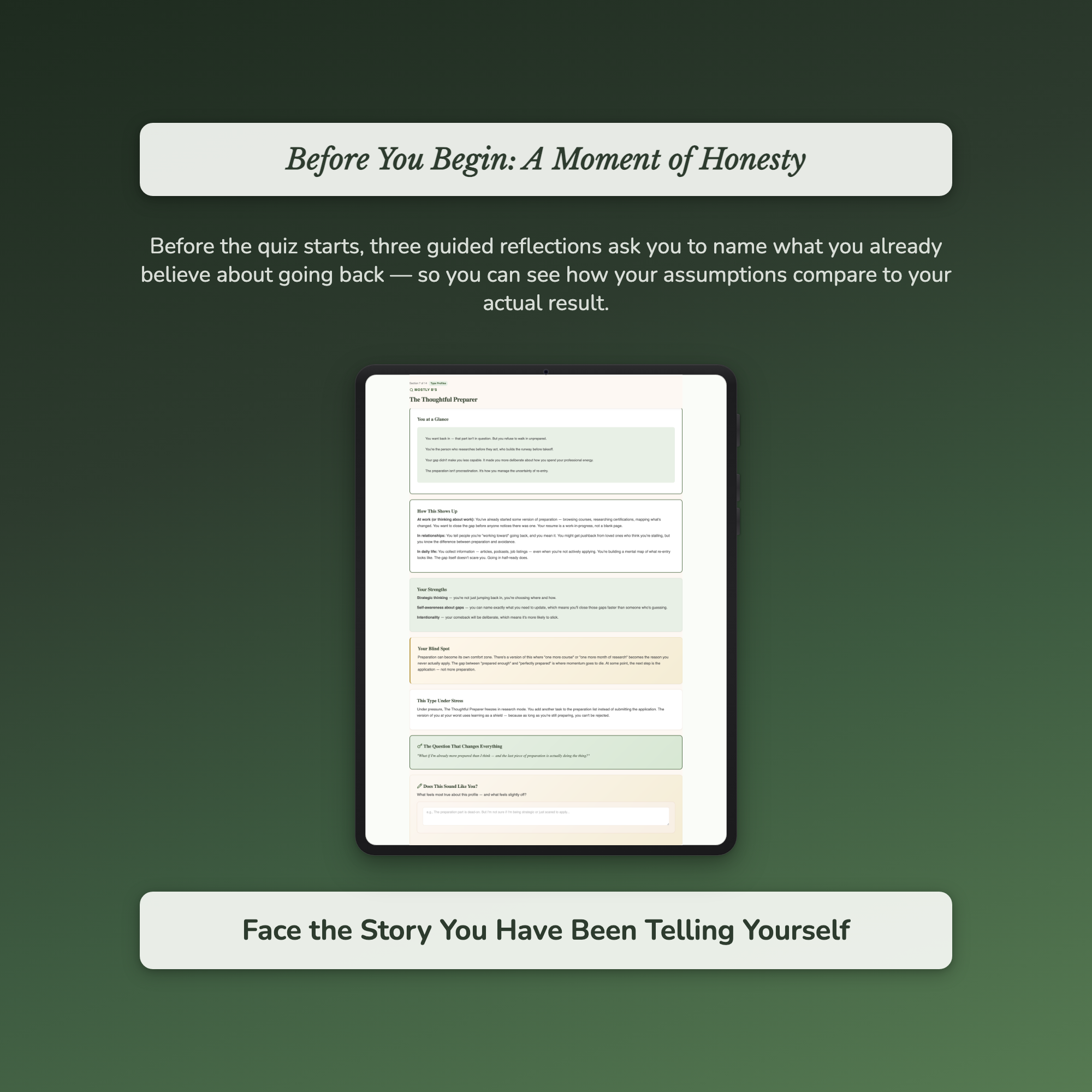Career Comeback Profile — sample interactive page