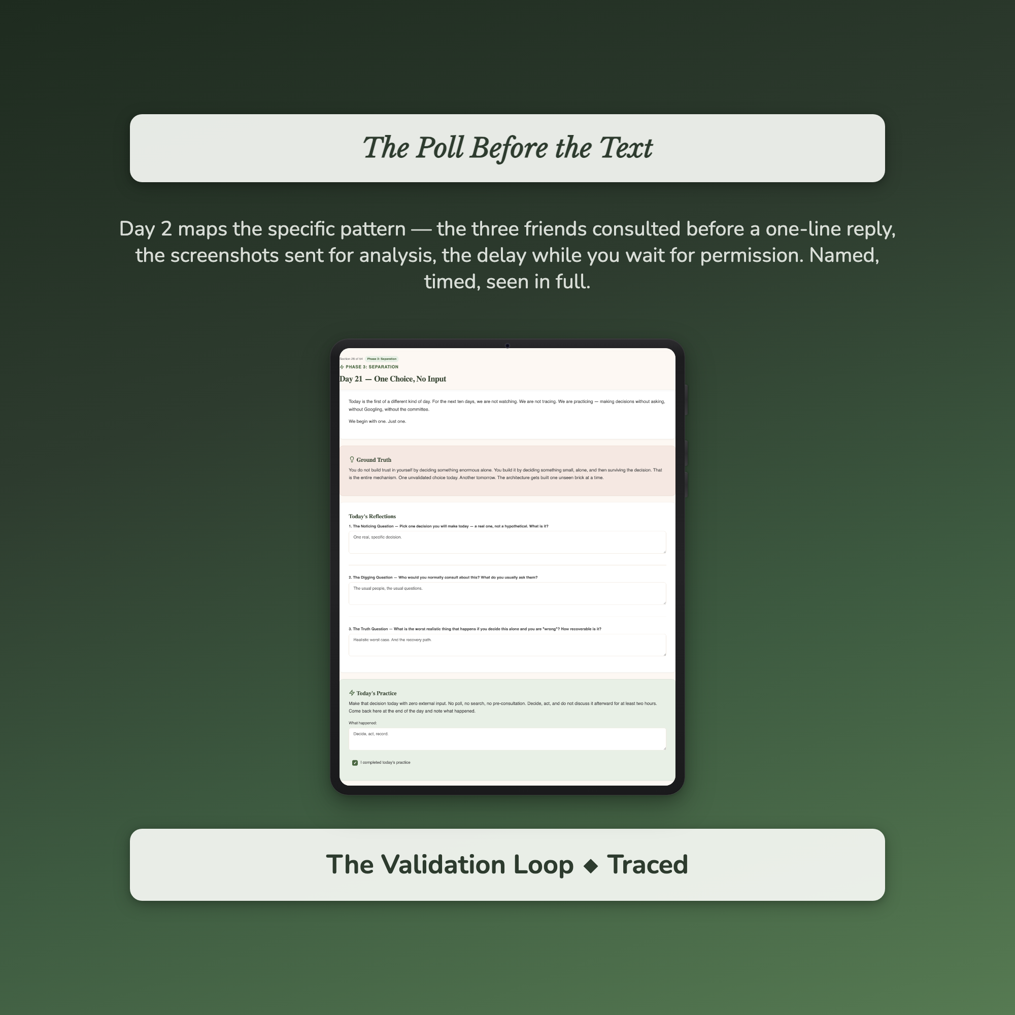 Self Trust Workbook & 40-Day Guide — sample interactive page