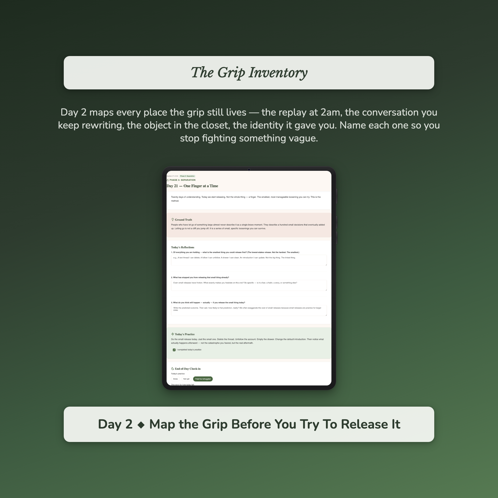 Letting Go Workbook & 40-Day Guide — sample interactive page