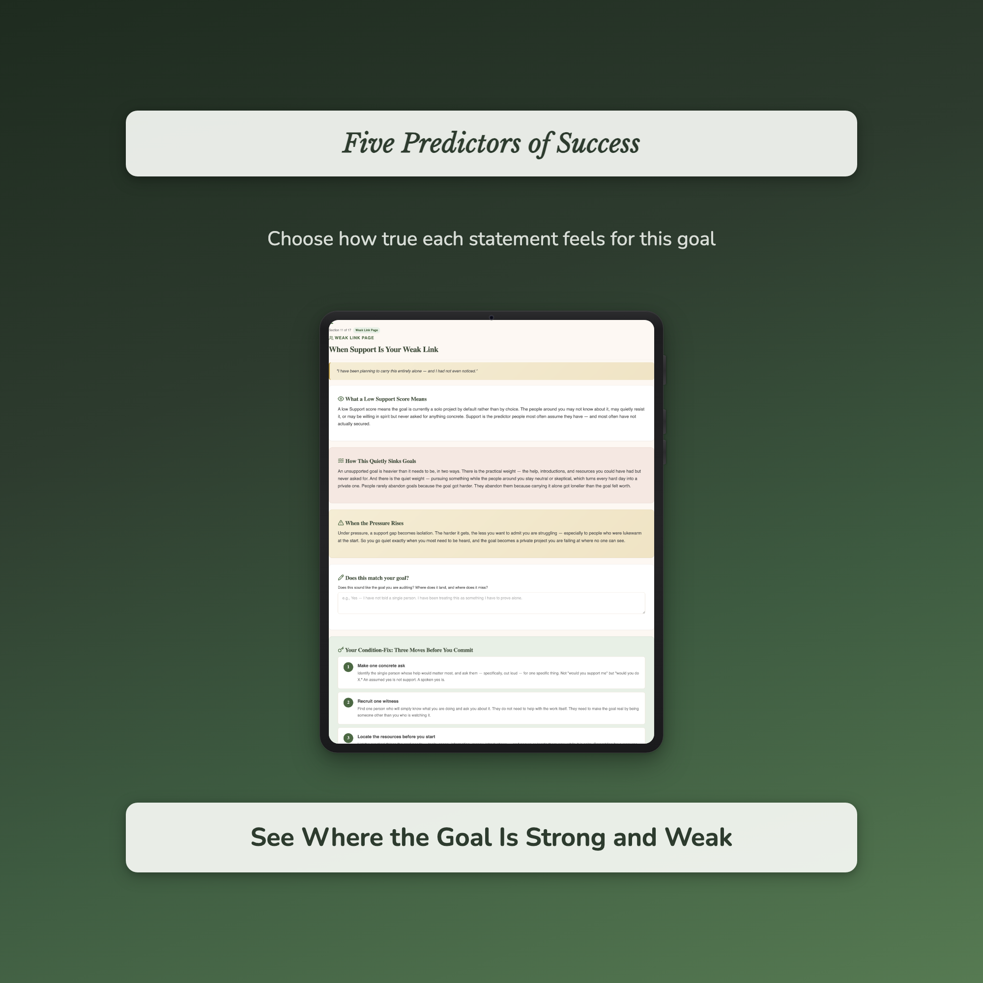 Success Likelihood Quiz & Workbook – Pre-Launch Goal Audit – Interactive Self-Assessment