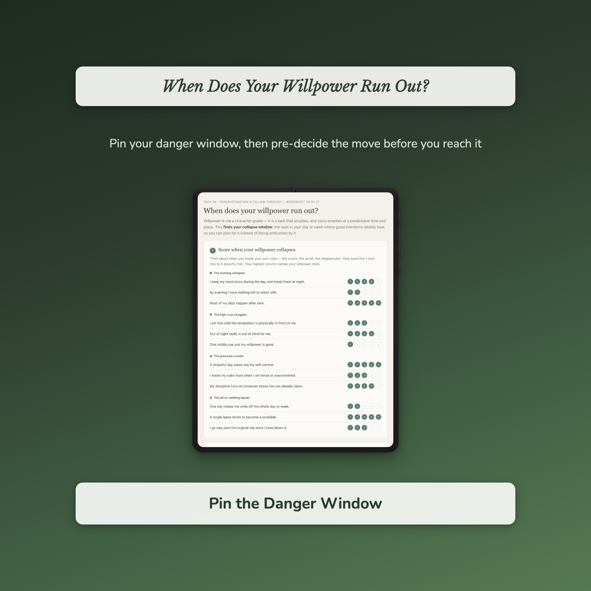 Procrastination Worksheets – Stop Putting It Off, Follow-Through, Task Paralysis – Interactive Worksheets Bundle