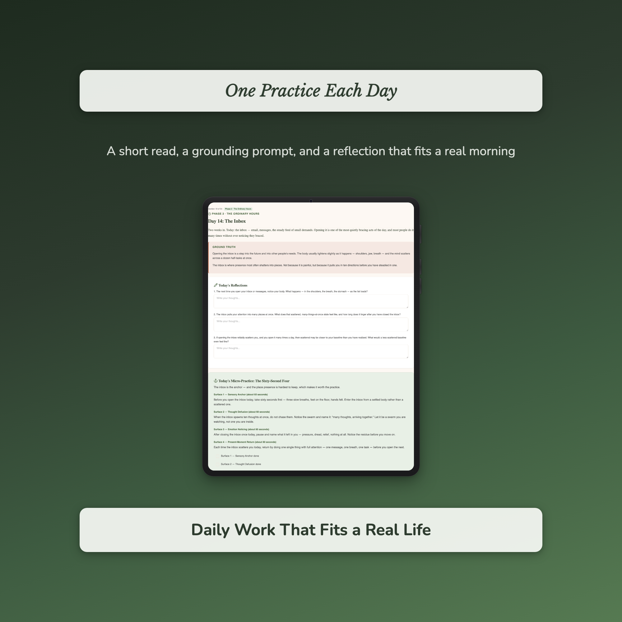 Mindfulness Workbook & 40-Day Journal – Sixty-Second Practice – Interactive Digital Guide