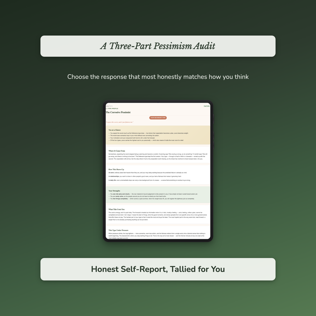 Pessimism Quiz & Workbook – What Kind of Pessimist Are You? – Interactive Self-Assessment