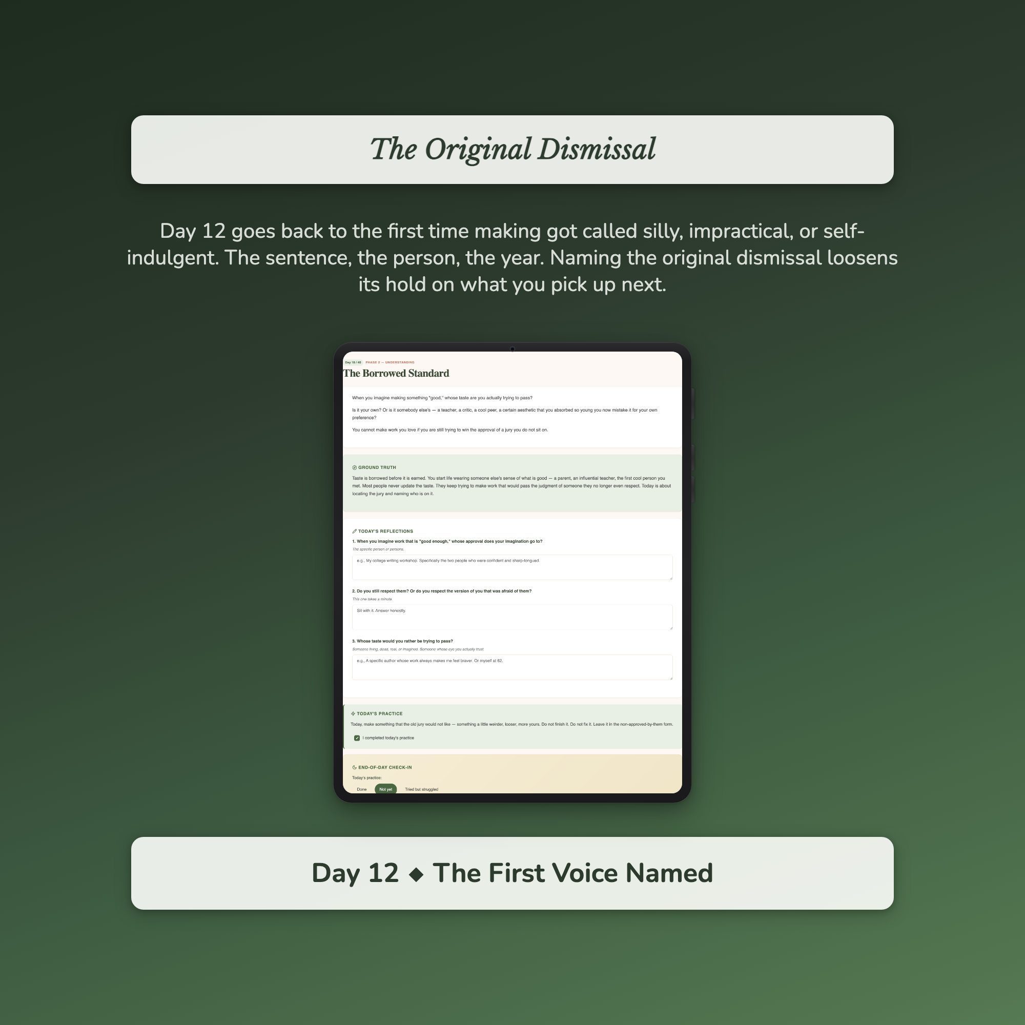 Creative Block Workbook & 40-Day Guide — sample interactive page