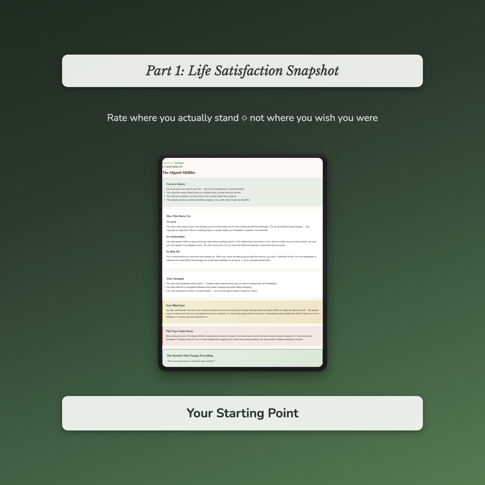 Midlife Clarity Profile — sample interactive page