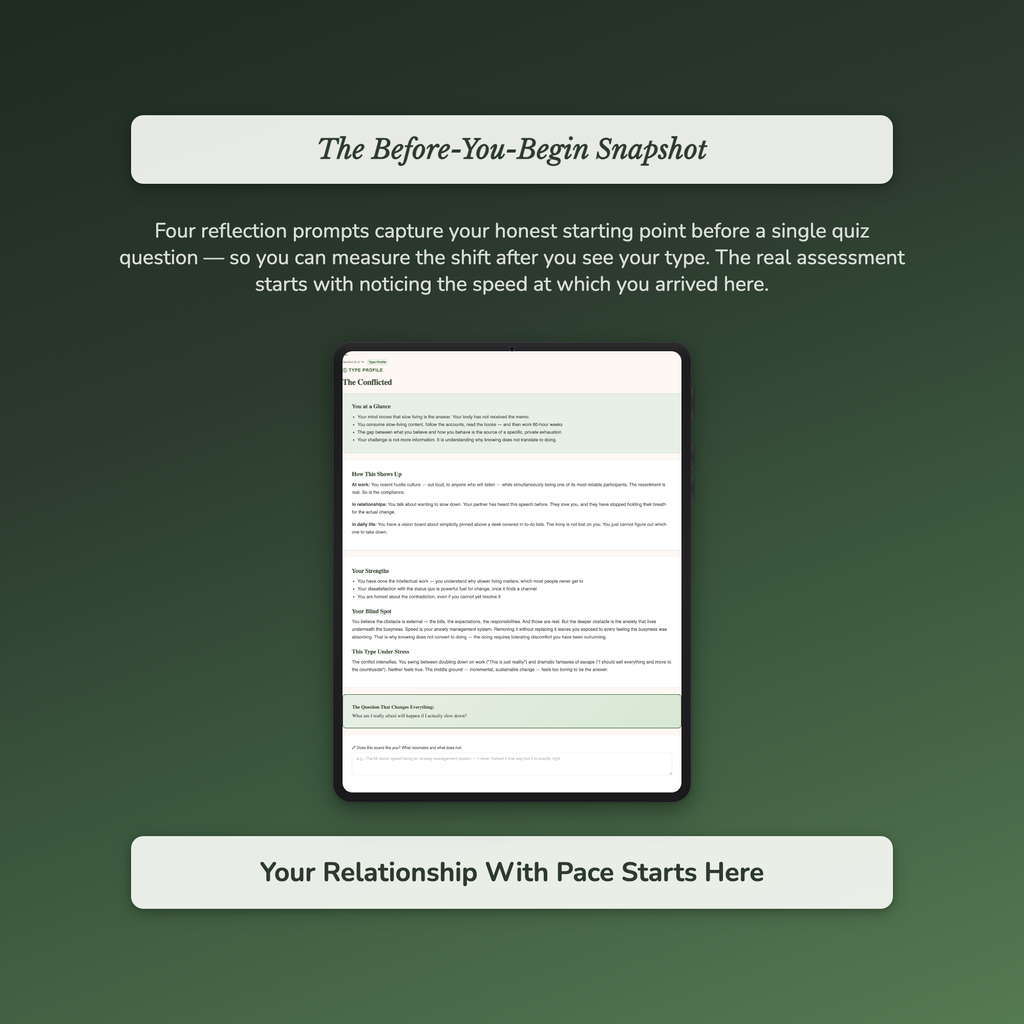 Slow Living Readiness Profile — sample interactive page