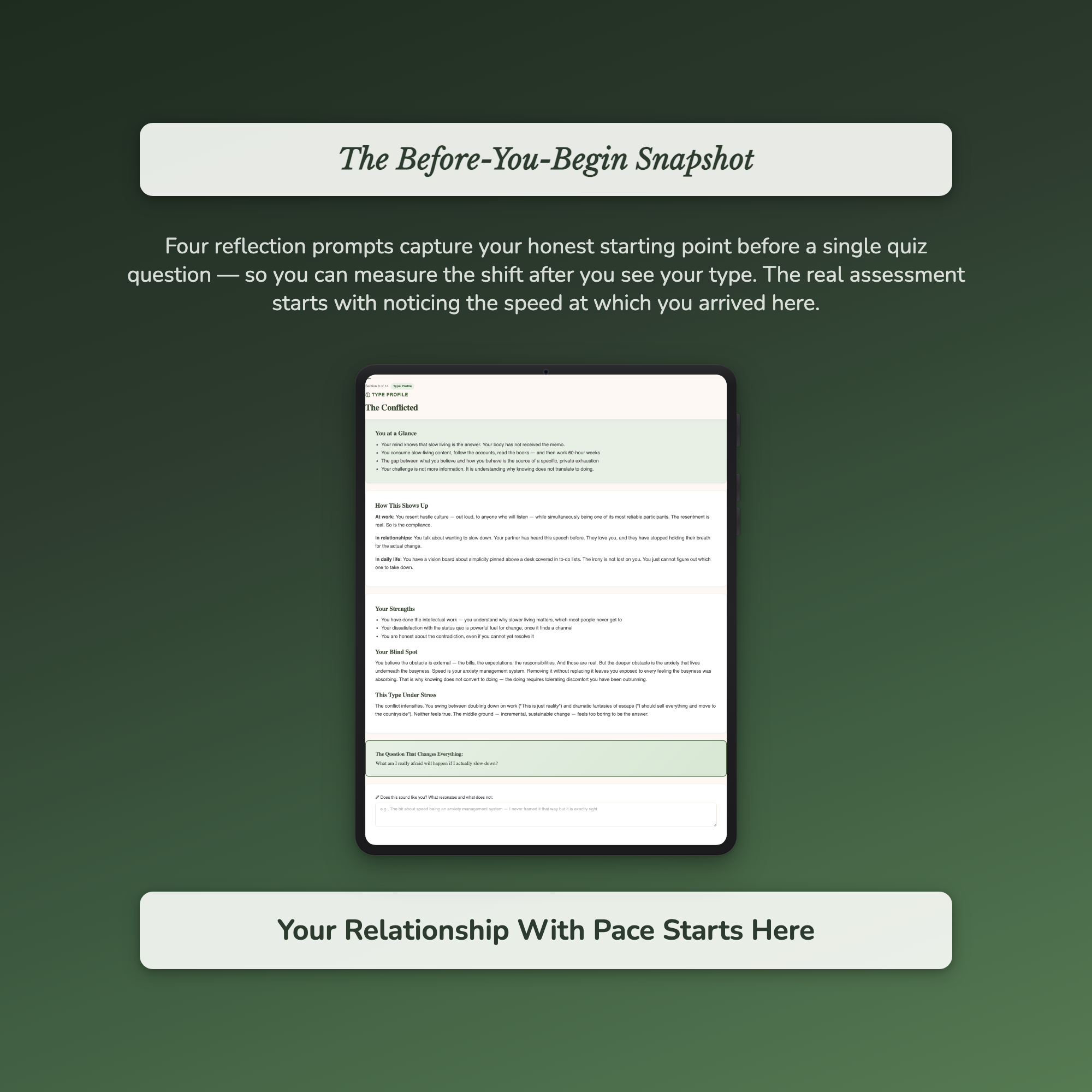 Slow Living Readiness Profile — sample interactive page