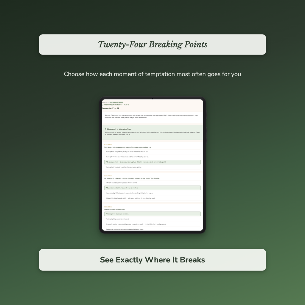 Willpower Quiz & Workbook – Why You Cave at the Same Point – Interactive Self-Assessment