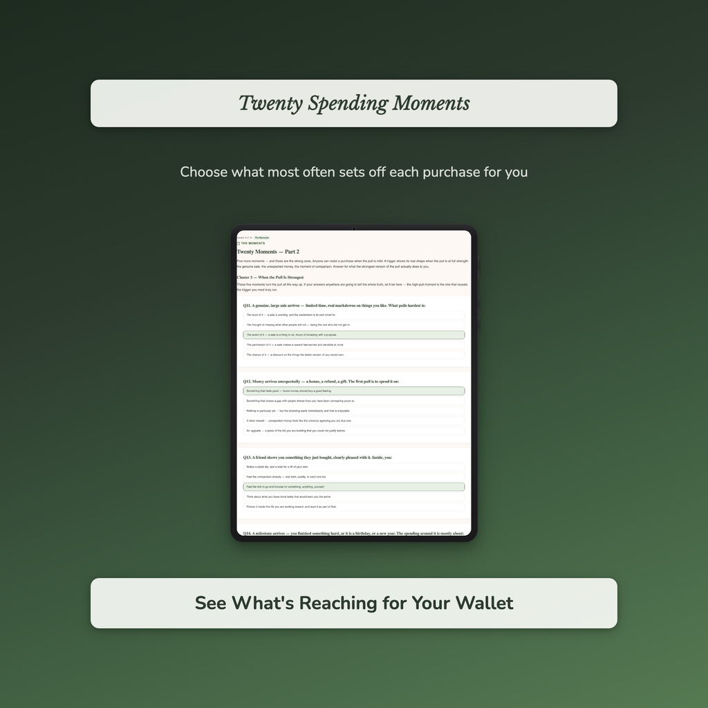 Spending Trigger Quiz & Workbook – Why You Keep Buying Stuff – Interactive Self-Assessment