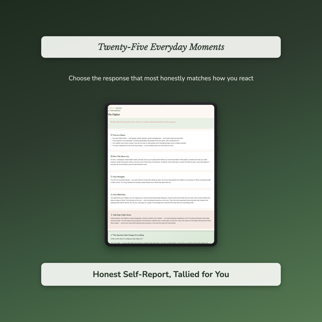 Type A Quiz & Workbook – Which Axis Runs Hottest in You? – Interactive Self-Assessment
