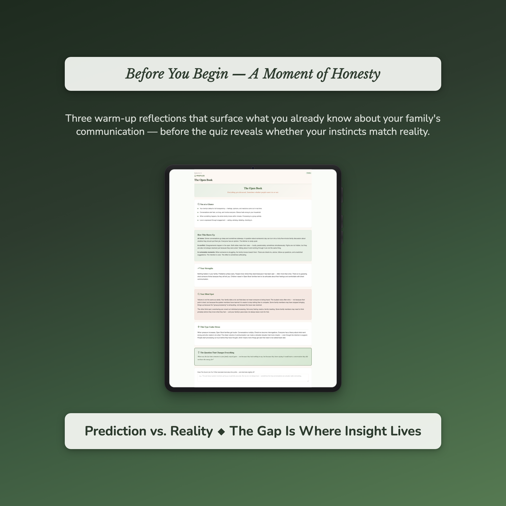 Family Communication Profile — sample interactive page