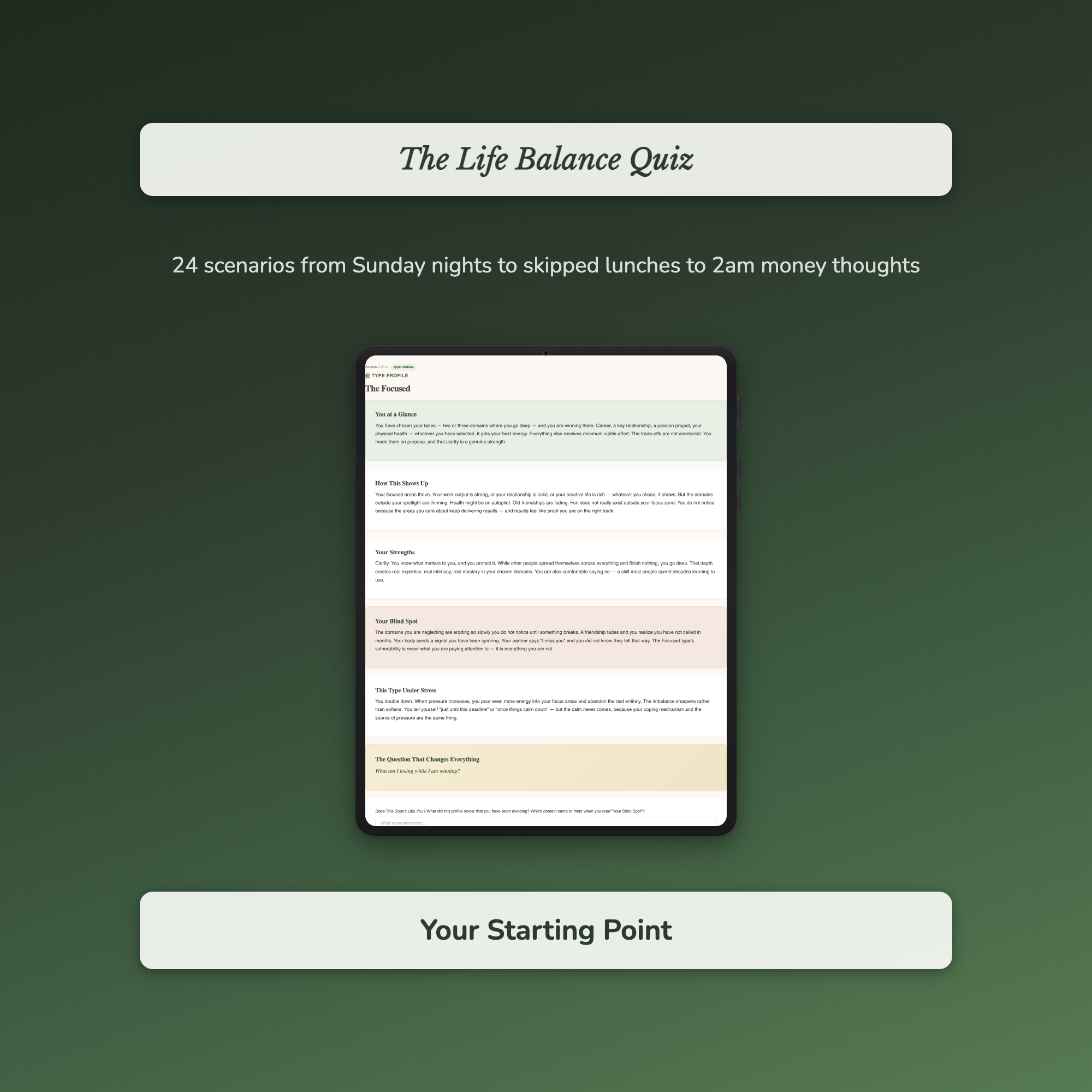 Life Balance Profile — sample interactive page