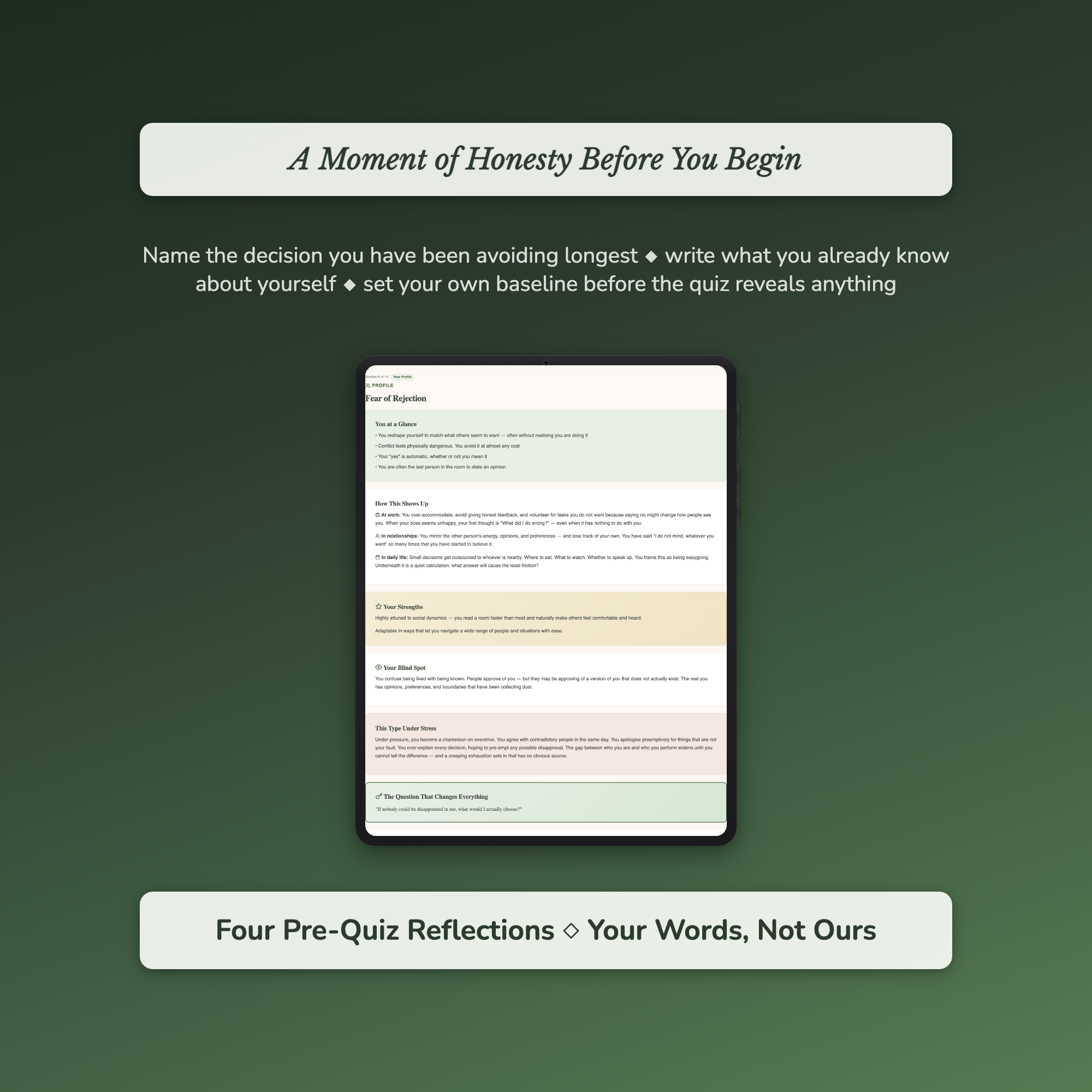 Core Fear Profile — sample interactive page