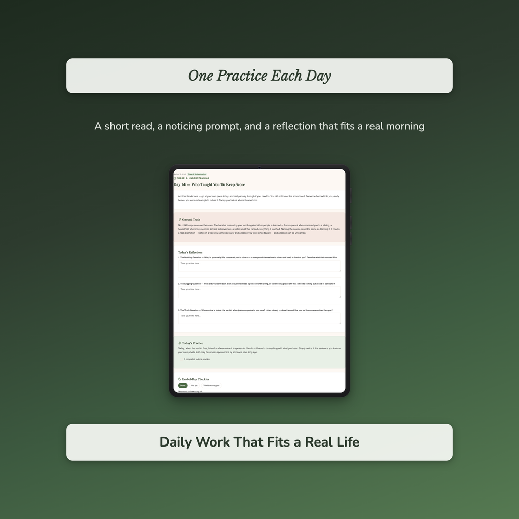 Jealousy Workbook & 40-Day Journal – Ache Behind Comparison – Interactive Digital Guide