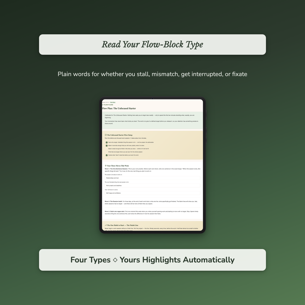Flow State Quiz & Workbook – Why Deep Focus Keeps Slipping – Interactive Self-Assessment