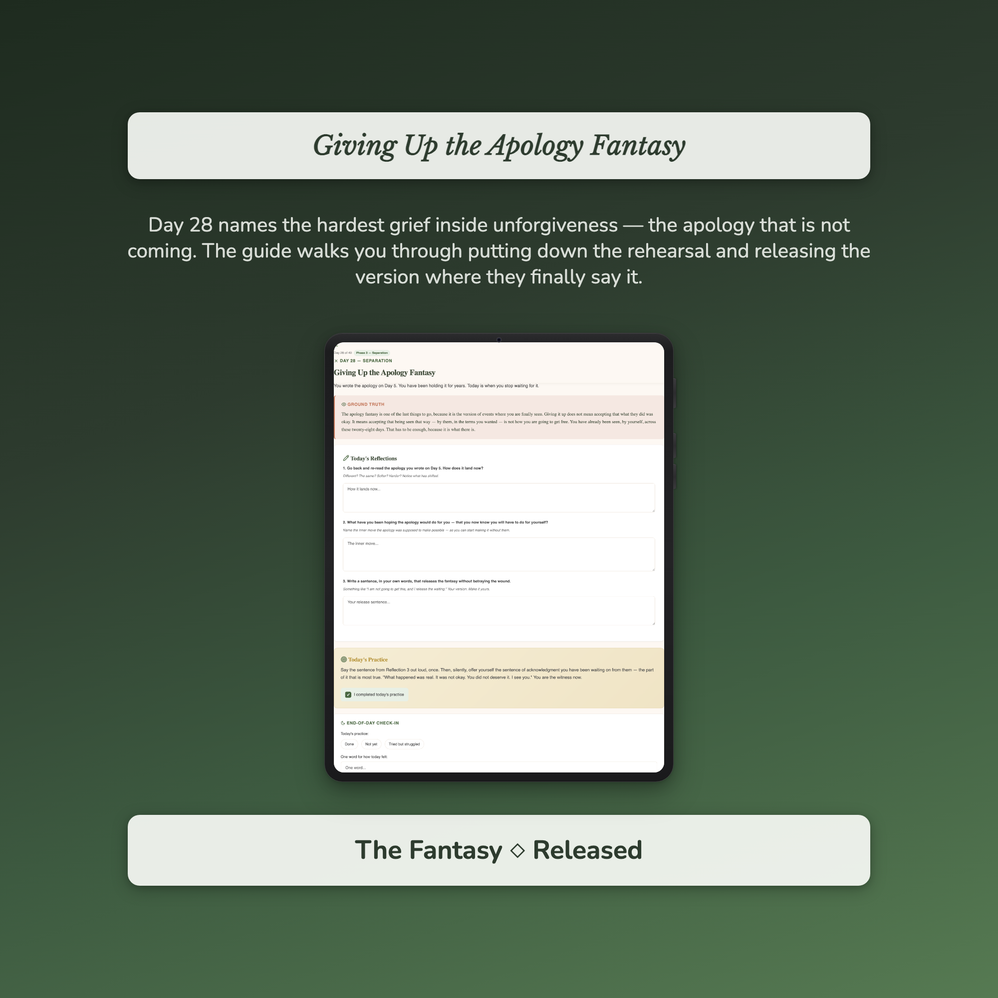Forgiveness Workbook & 40-Day Guide — sample auto-scoring quiz