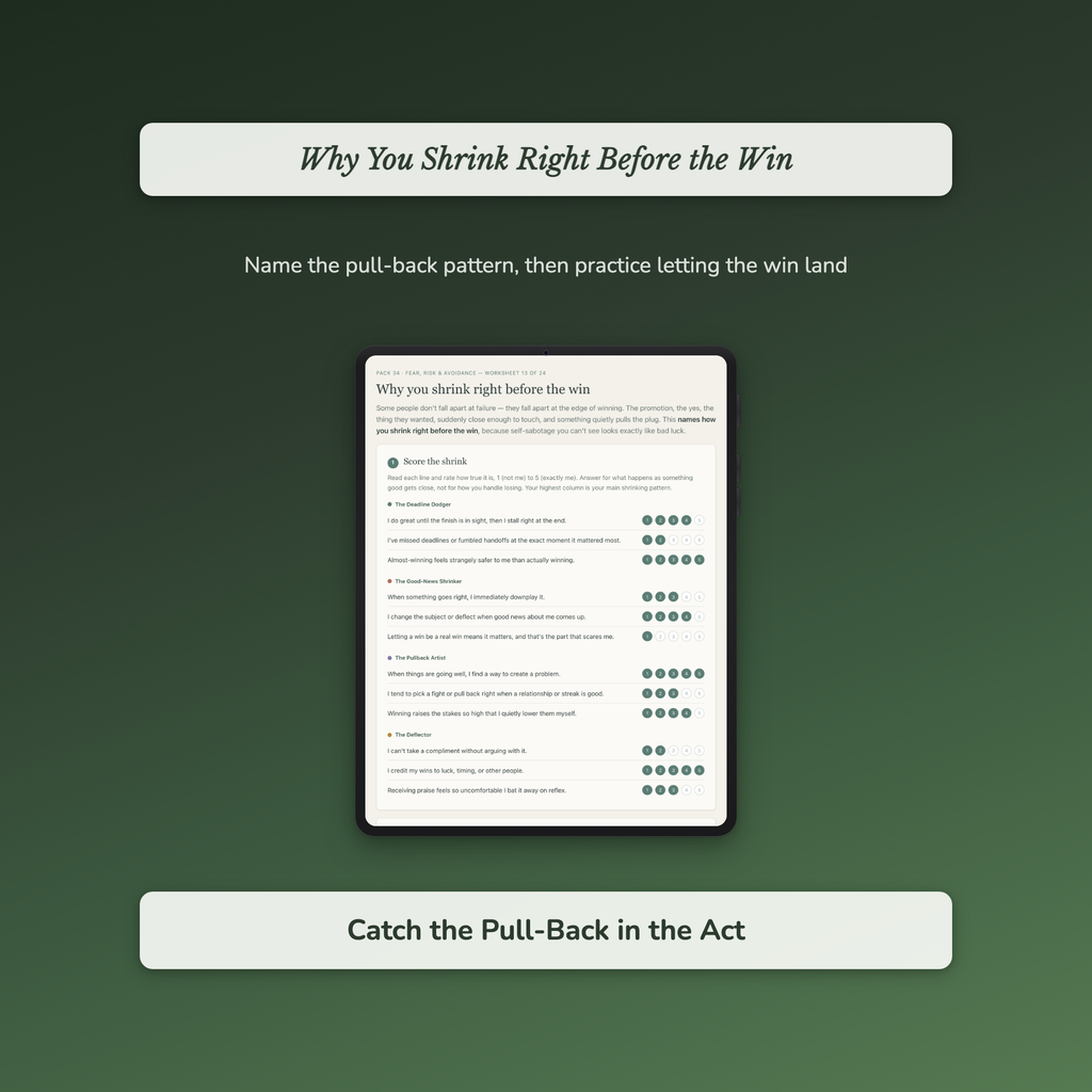 Fear of Failure Worksheets – Playing It Safe, Avoidance, Risk & Courage – Interactive Worksheets Bundle