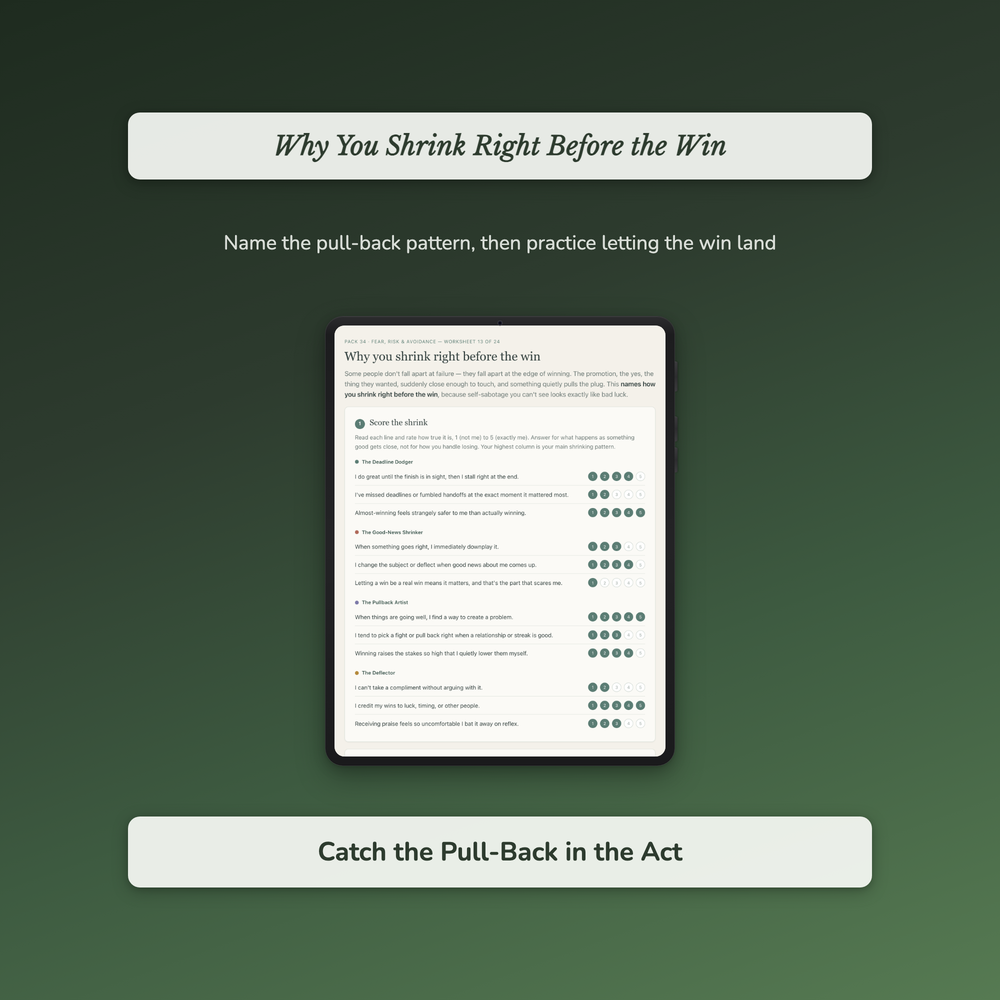Fear of Failure Worksheets – Playing It Safe, Avoidance, Risk & Courage – Interactive Worksheets Bundle