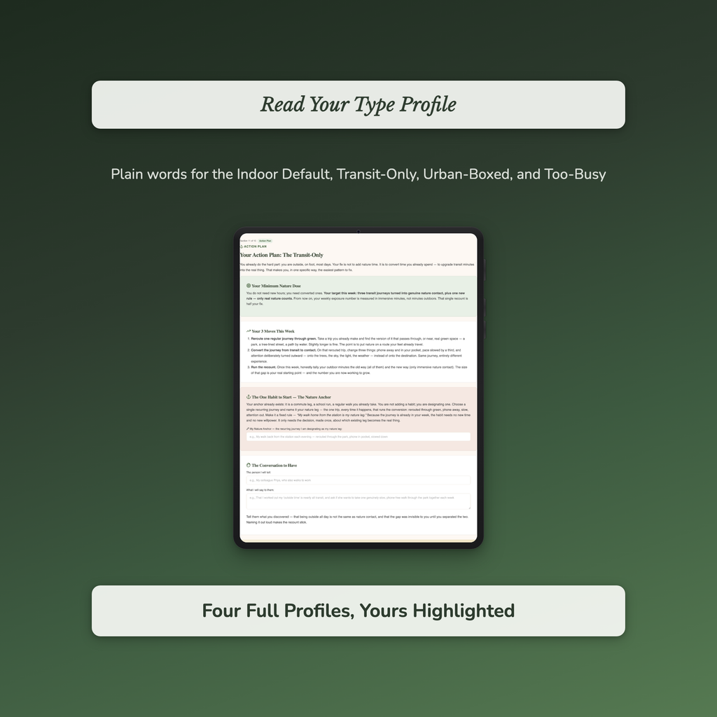Nature Deficit Quiz & Workbook – How Cut Off Are You? – Interactive Self-Assessment