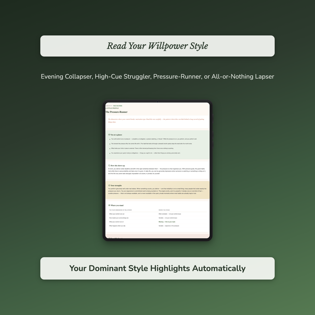 Willpower Quiz & Workbook – Why You Cave at the Same Point – Interactive Self-Assessment
