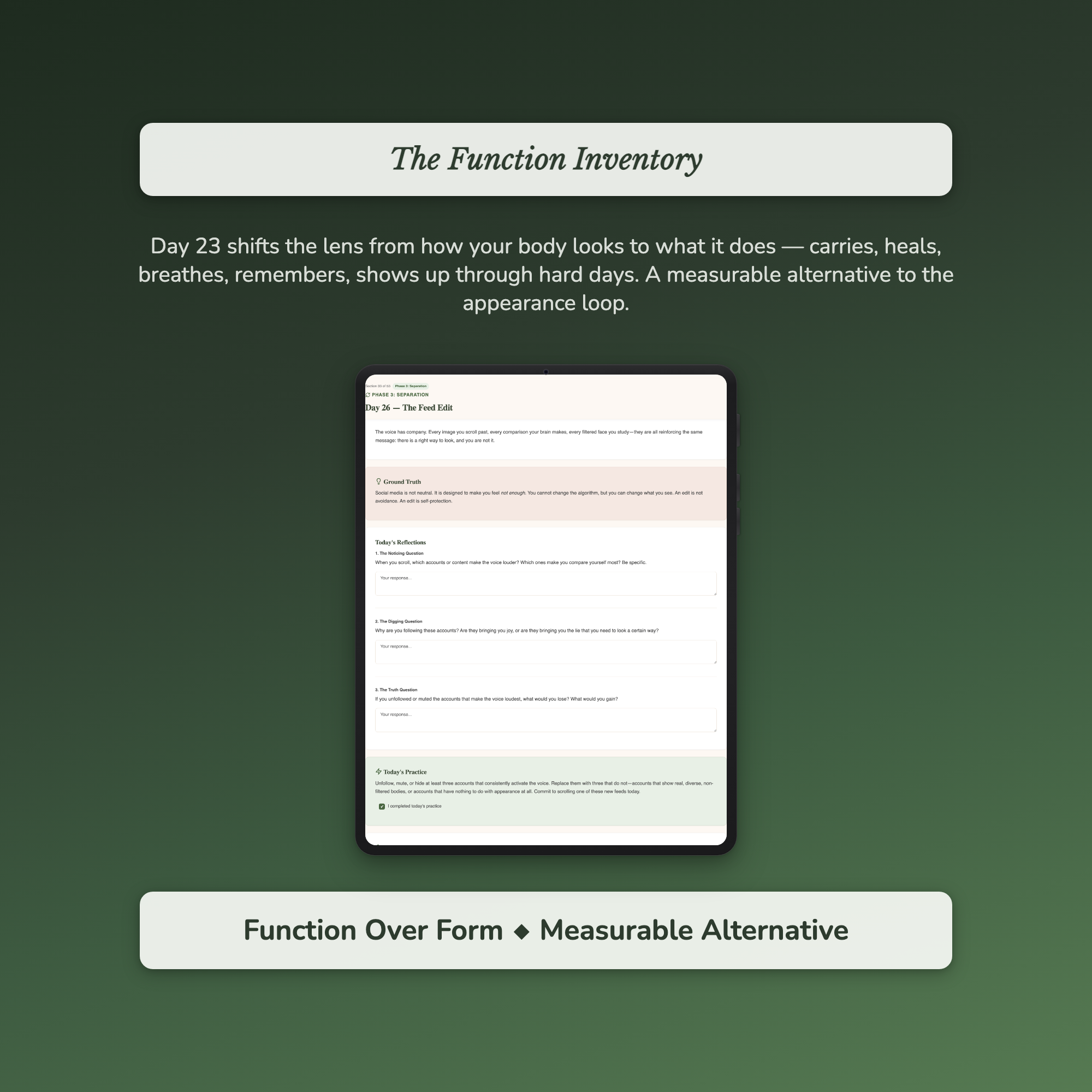 Body Image Workbook & 40-Day Guide — sample auto-scoring quiz