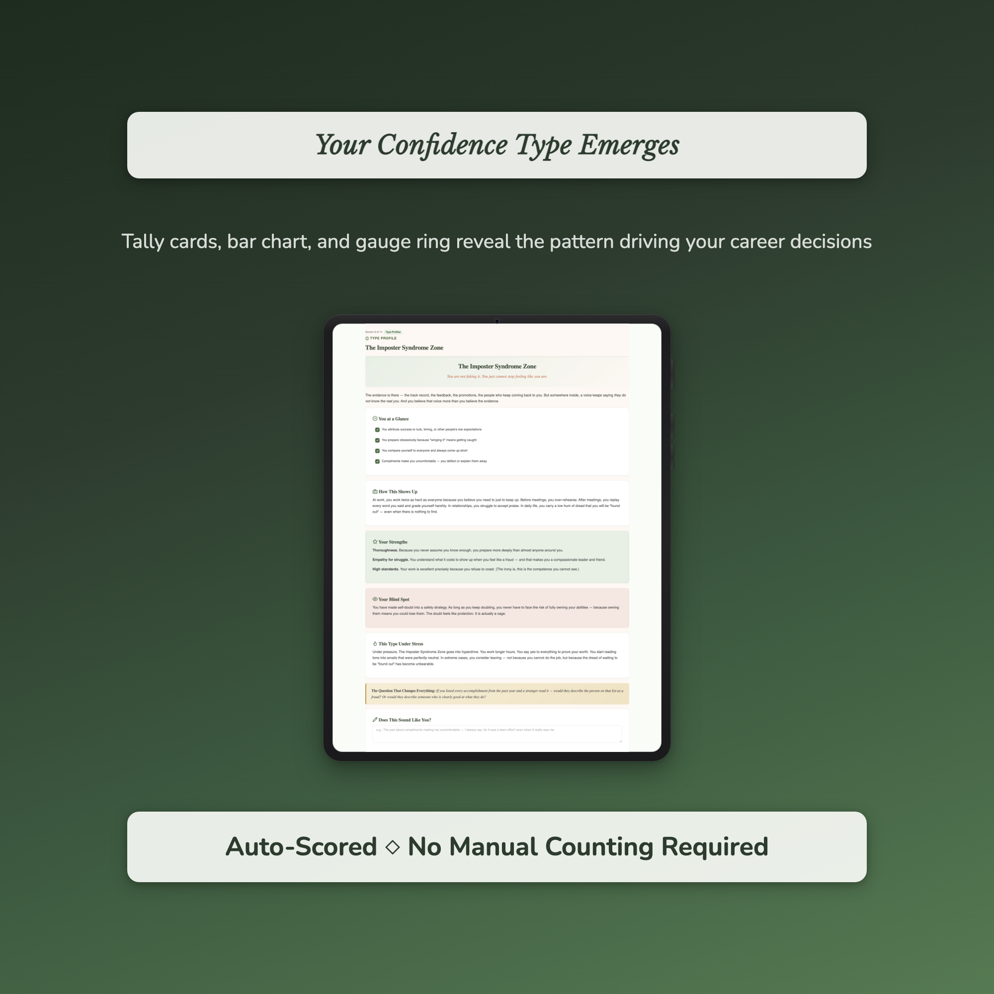 Work Confidence Profile — sample auto-scoring quiz