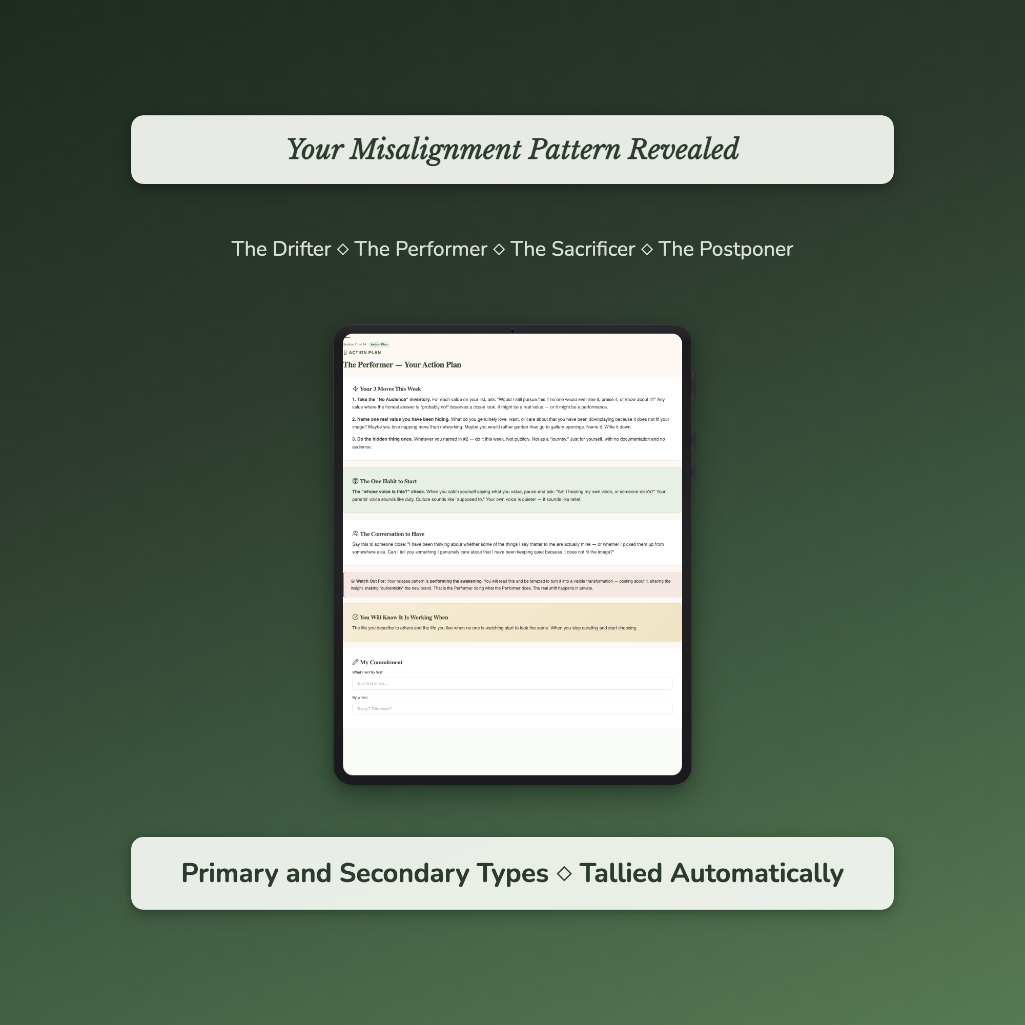 Values Alignment Profile — sample auto-scoring quiz