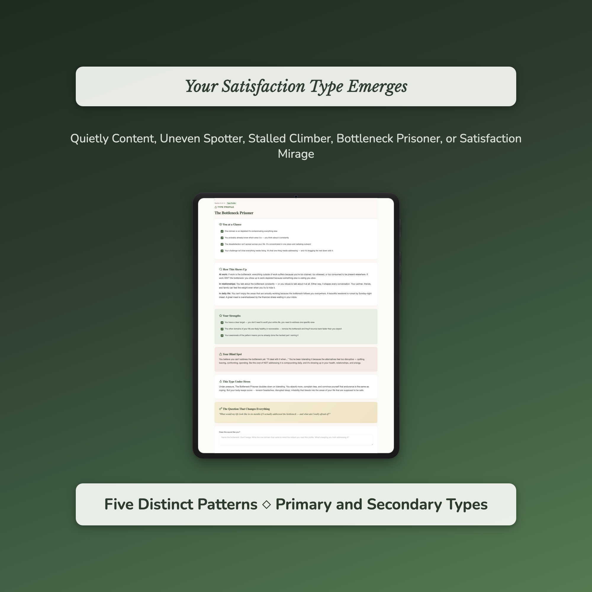 Life Satisfaction Profile — sample auto-scoring quiz