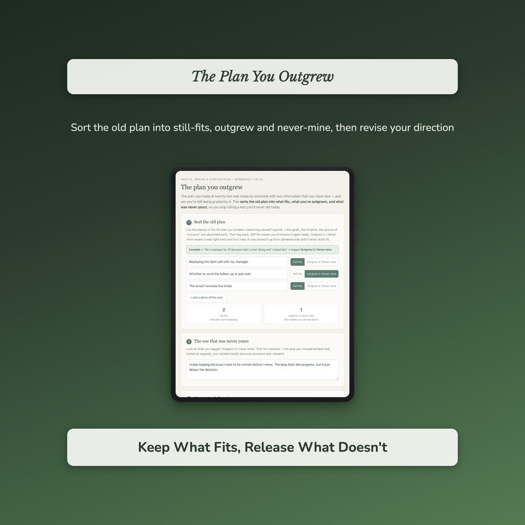 Midlife Crisis Worksheets – Starting Over, Second Chapter, Reinvention – Interactive Worksheets Bundle