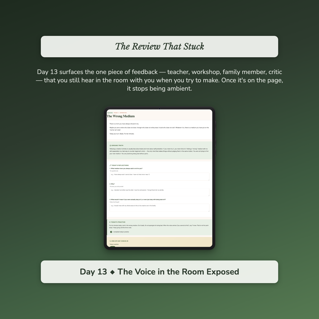 Creative Block Workbook & 40-Day Guide — sample auto-scoring quiz