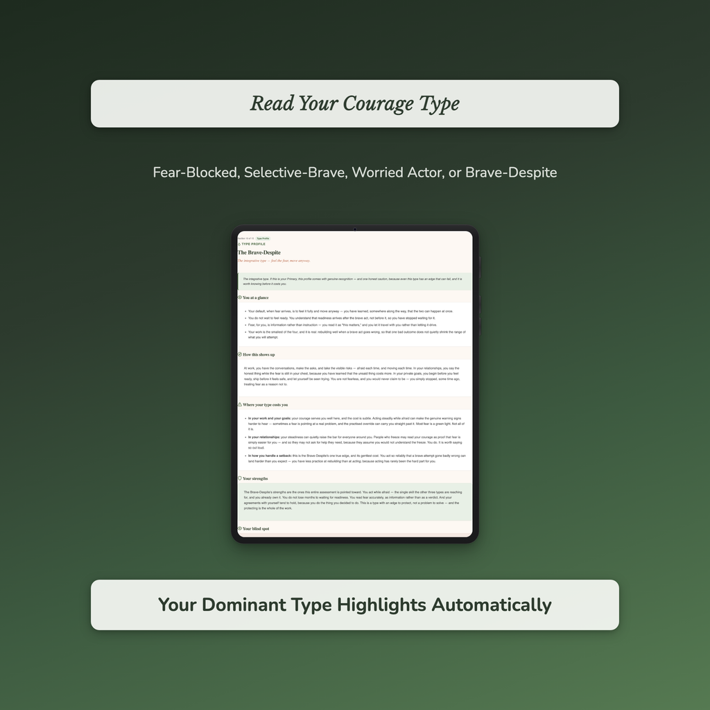 Courage Quiz & Workbook – How Fear Really Stops You – Interactive Self-Assessment