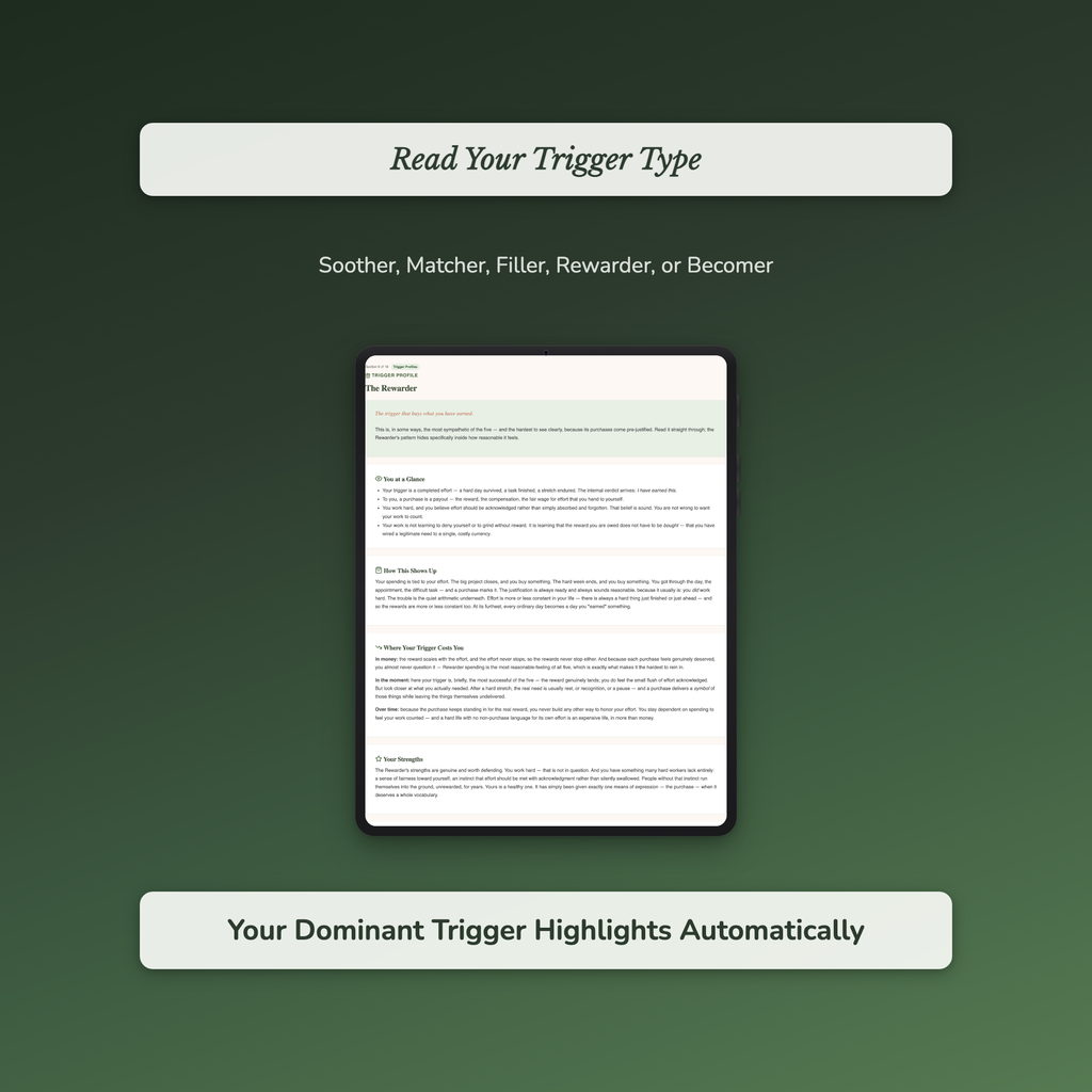 Spending Trigger Quiz & Workbook – Why You Keep Buying Stuff – Interactive Self-Assessment