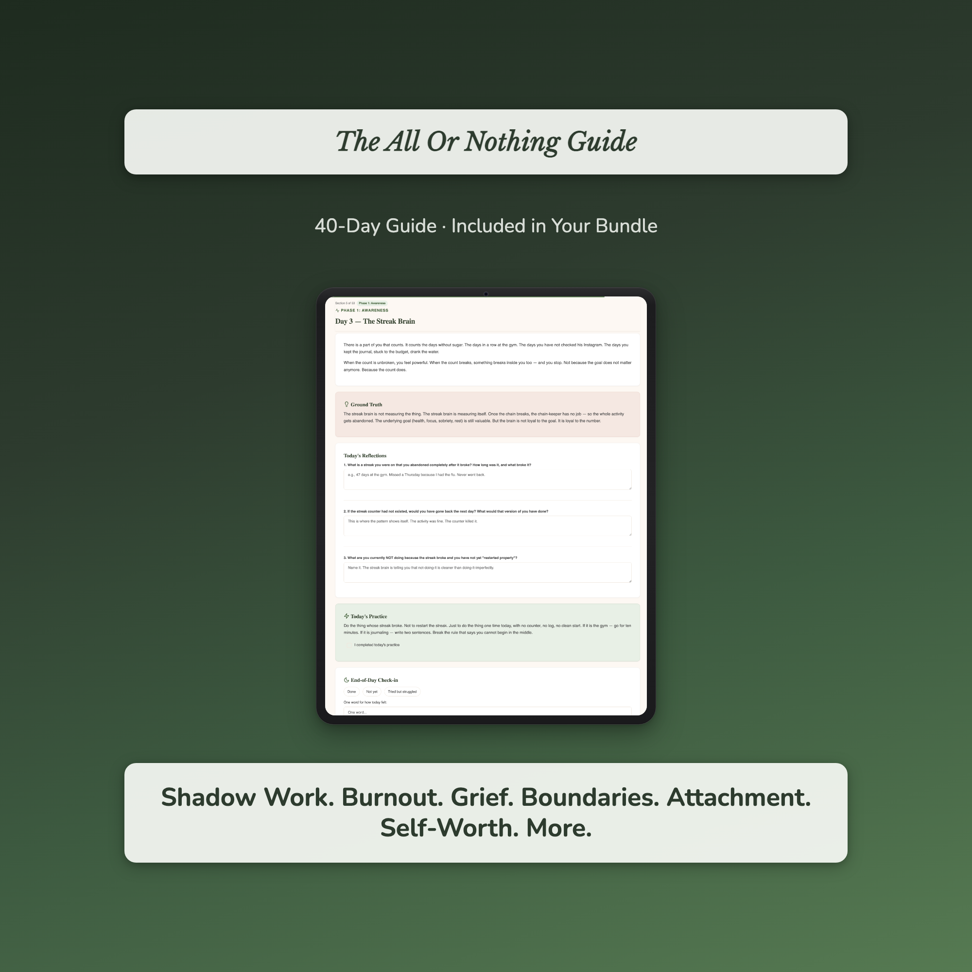 Self-Care Workbook & Guide Bundle – 50 Inner Work Topics – Interactive Digital Guide