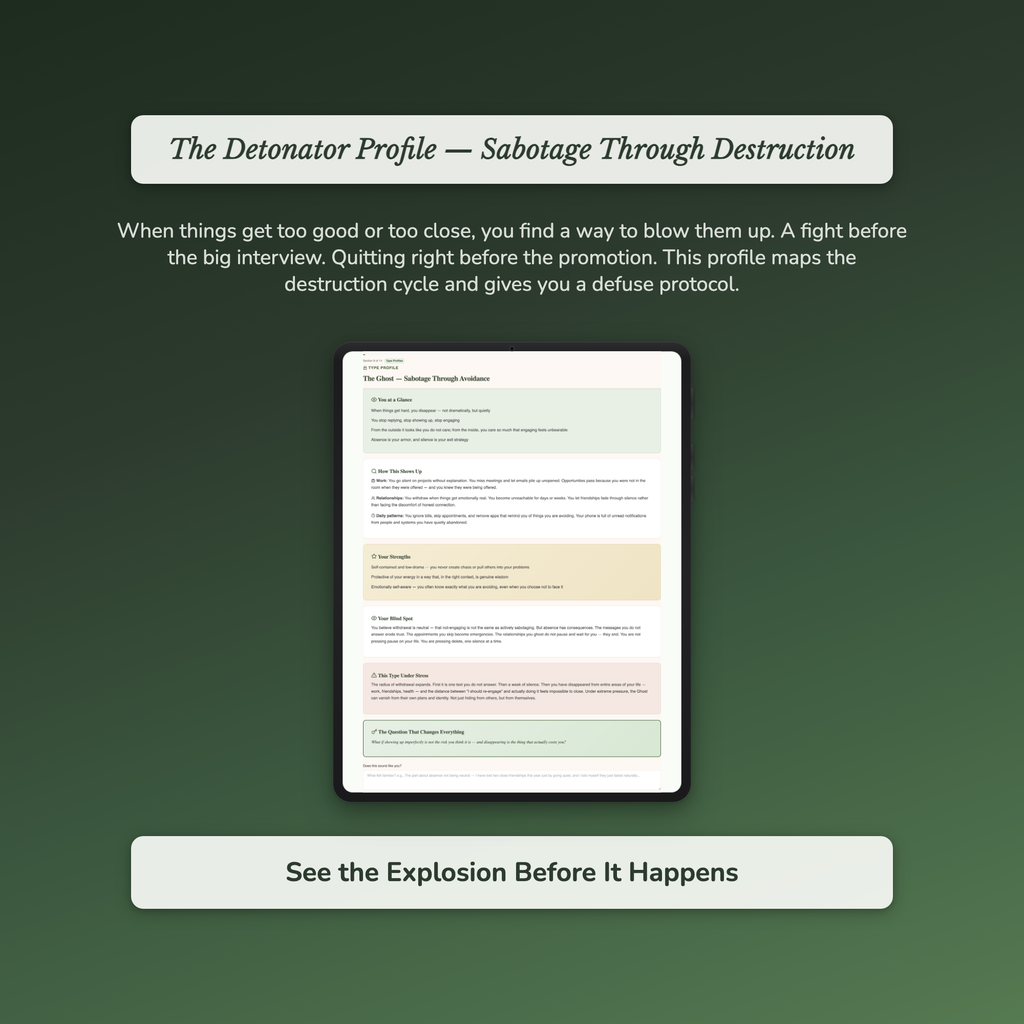 Self-Sabotage Profile — sample auto-scoring quiz