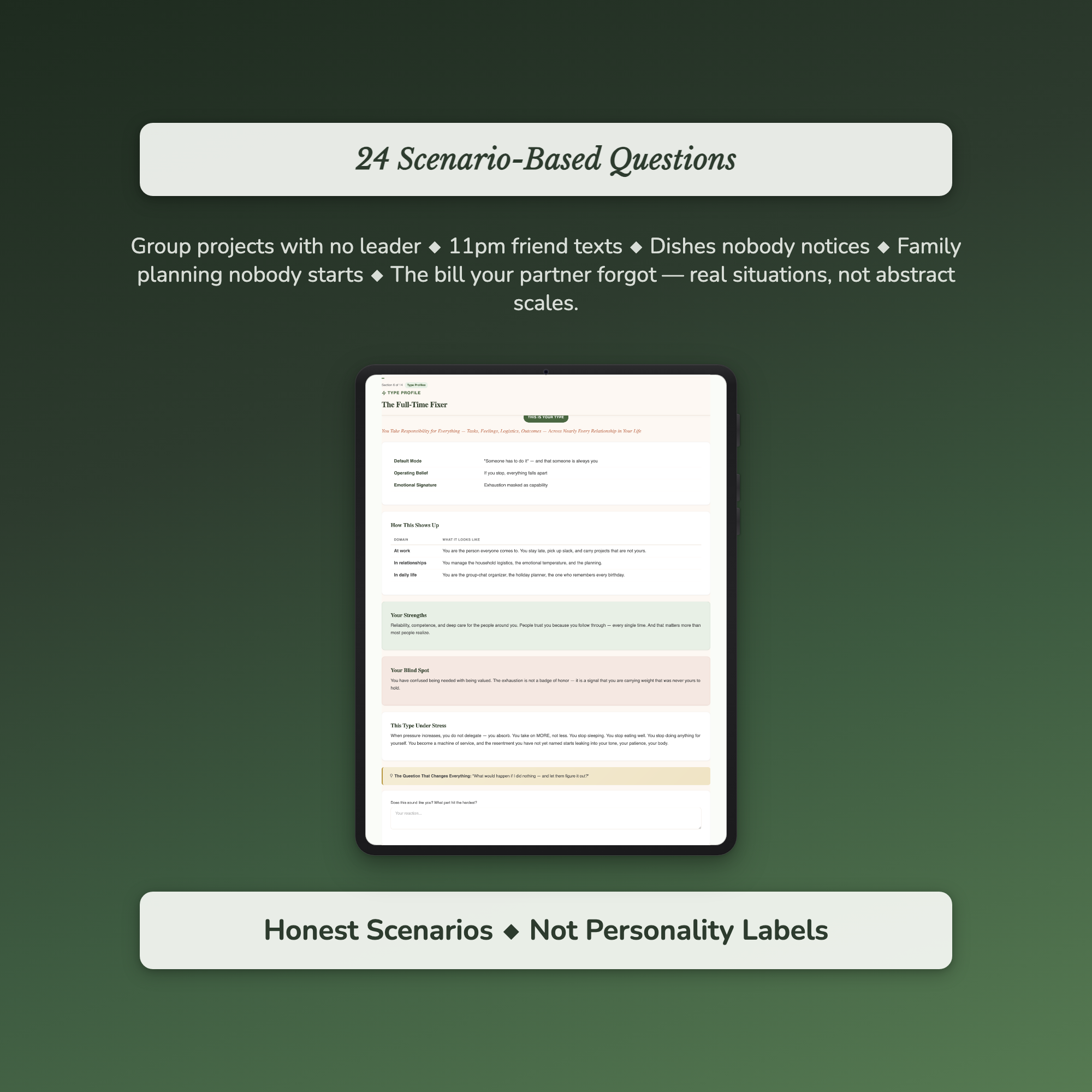 Over-Functioning Profile — sample auto-scoring quiz